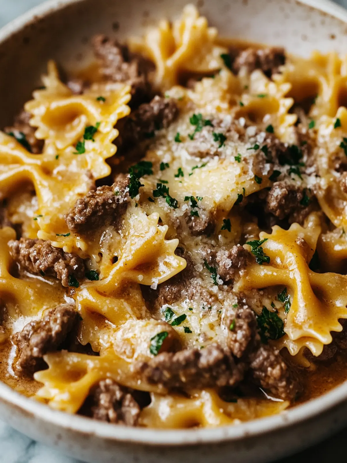 Cheesy Beef and Bowtie Pasta in Garlic Butter for Busy Nights 5 Cheesy Beef and Bowtie Pasta in Garlic Butter