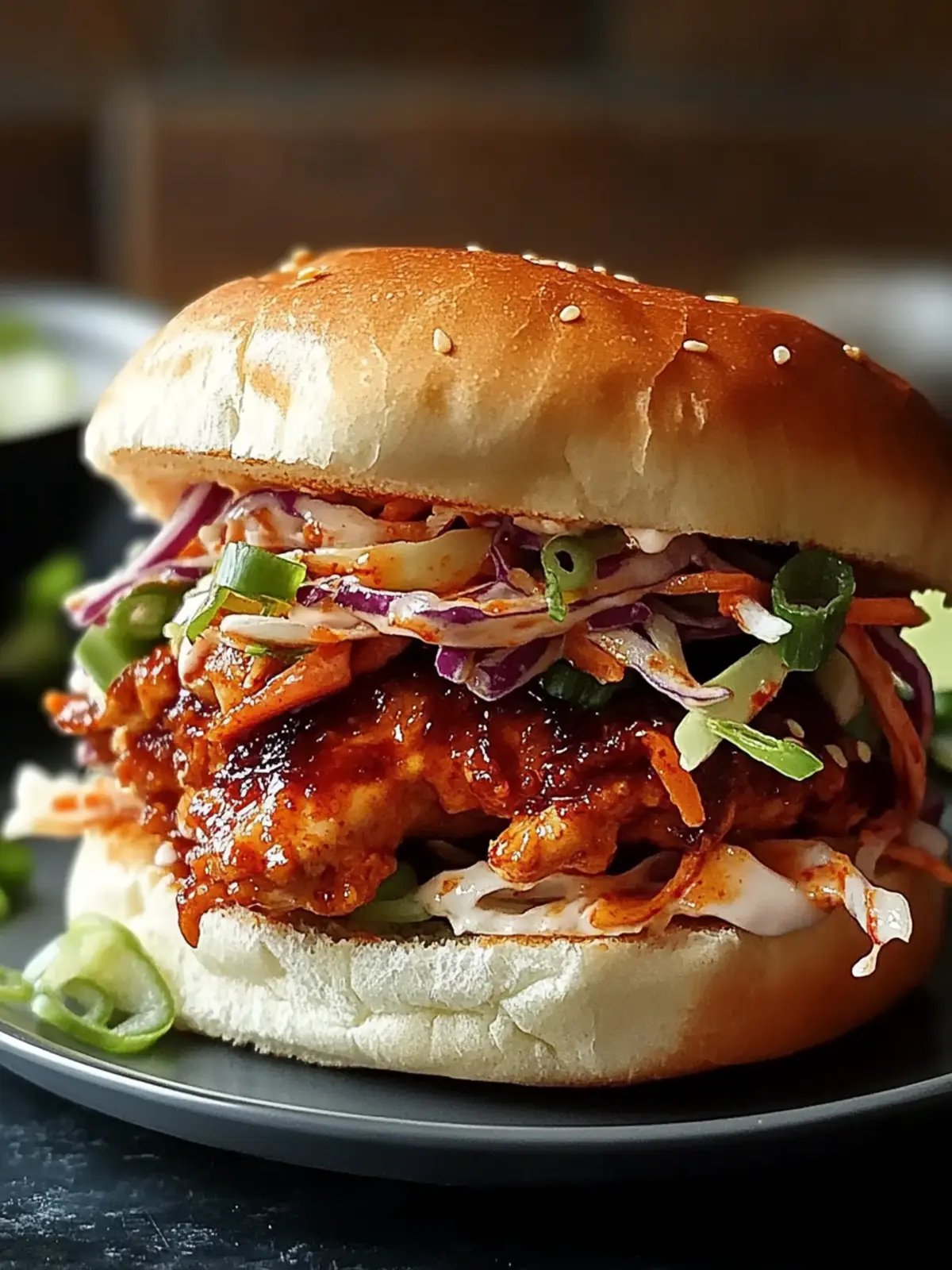 Spicy Korean BBQ Chicken Sandwich with Crispy Slaw Delight 5 Spicy Korean BBQ Chicken Sandwich with Crispy Slaw