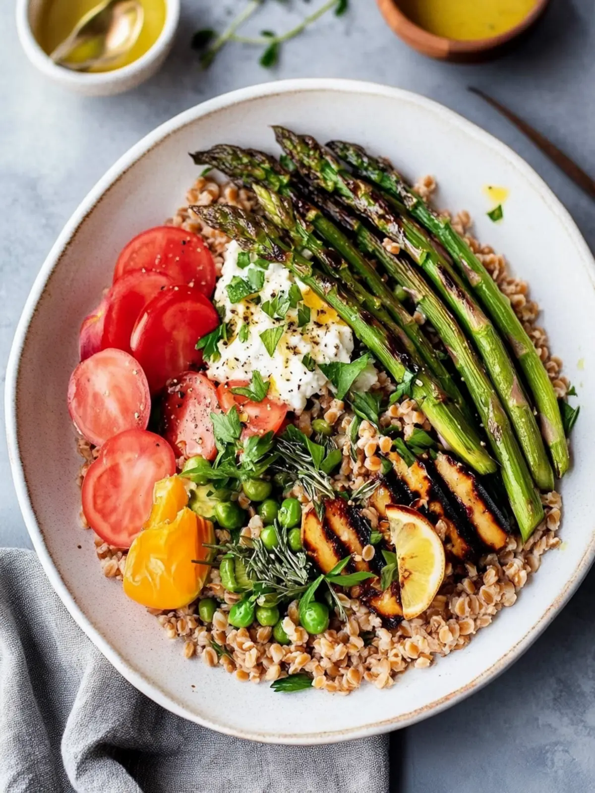 Farro Salad with Grilled Asparagus
