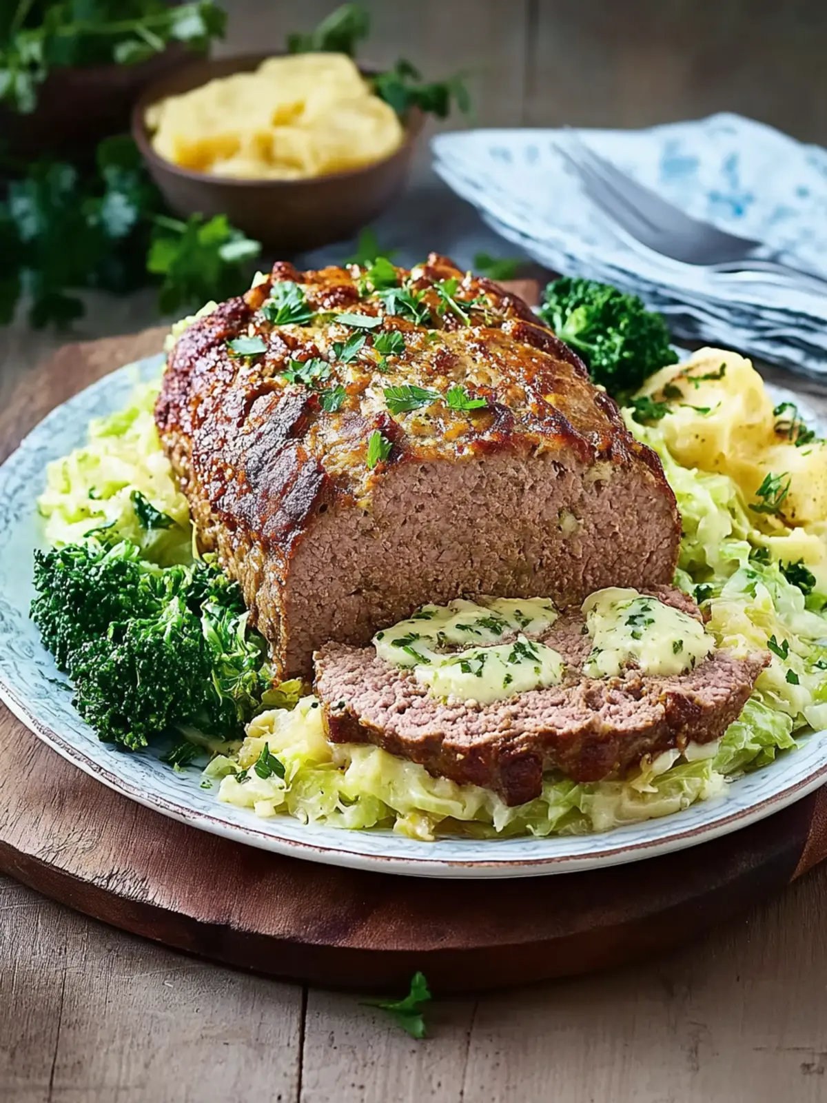 Hearty Viennese Meatloaf with Creamed Savoy Cabbage Bliss 5 Viennese meatloaf with creamed savoy cabbage
