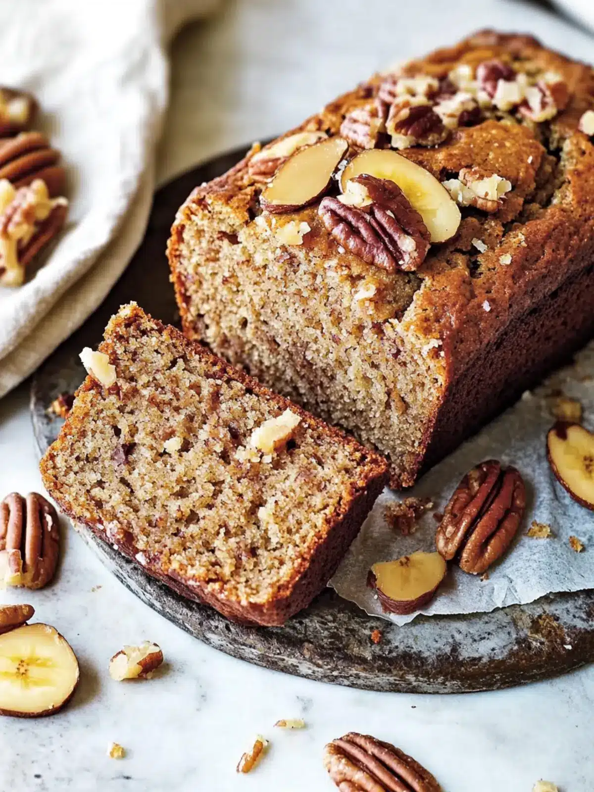 Irresistible Banana Bread with Pecans and Peanut Brittle Magic 2 Banana bread with pecans and peanut brittle