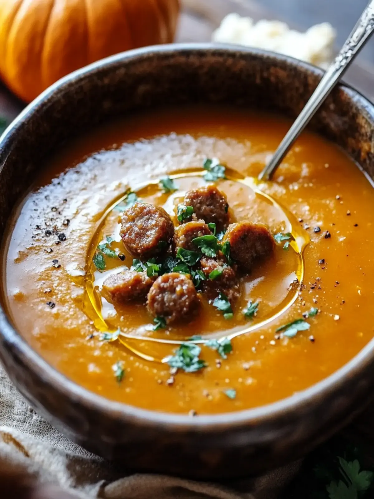 Spicy Beef Sausage Pumpkin Soup Bowl: Fall Comfort in Every Bite 3 Spicy Beef Sausage Pumpkin Soup Bowl