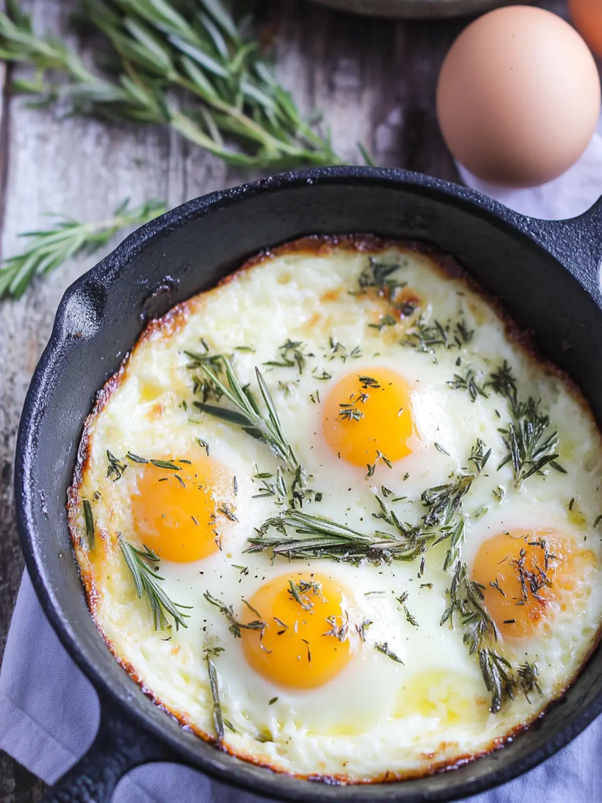 Cozy Baked Eggs with Rosemary and Thyme for a Savory Start 3 Baked Eggs with Rosemary and Thyme