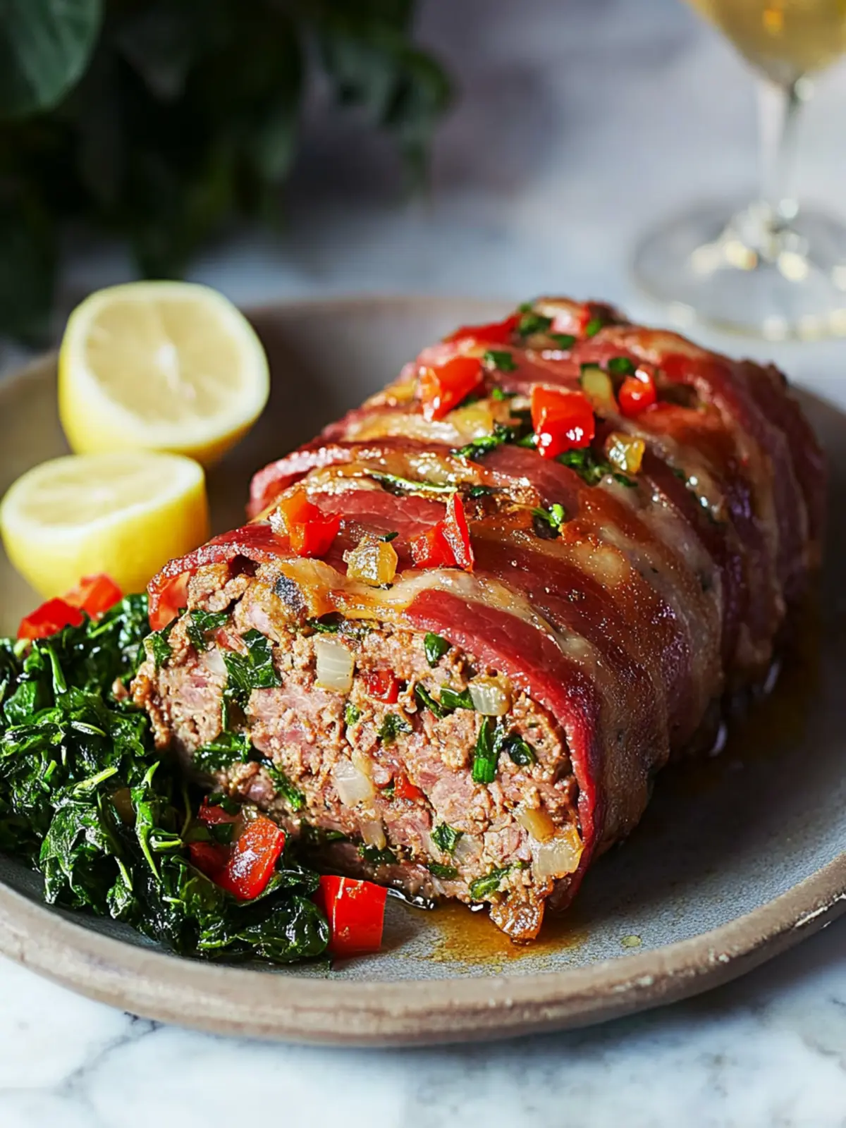 Savor the Flavor: Mediterranean Meatloaf Wrapped in Bacon 4 Mediterranean meatloaf wrapped in bacon