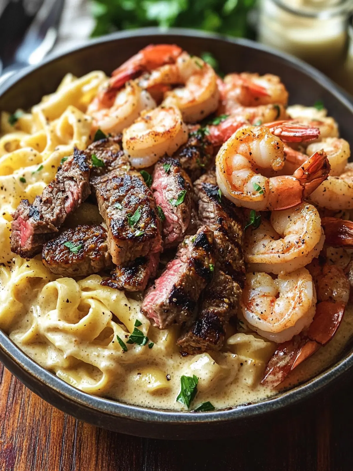 Blackened Steak and Shrimp Alfredo: Gourmet Comfort in 30 Minutes 5 Blackened Steak and Shrimp Alfredo