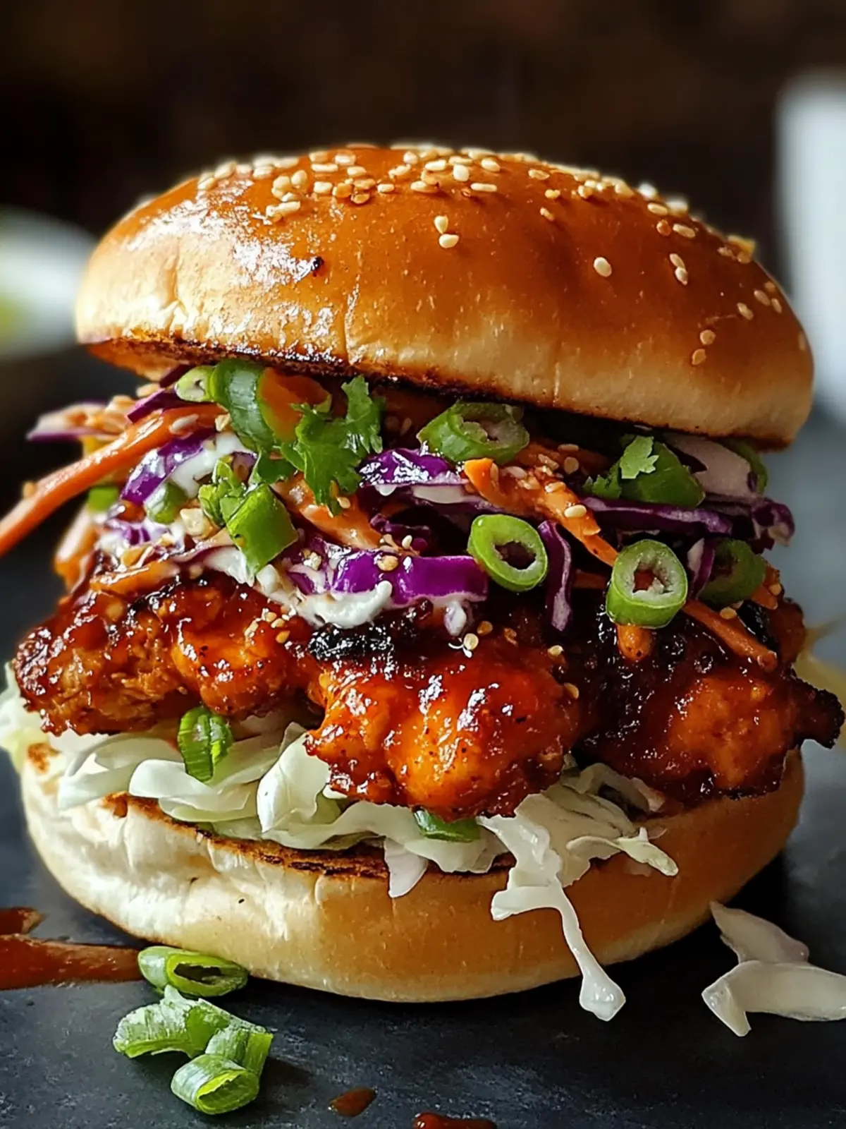 Spicy Korean BBQ Chicken Sandwich with Crispy Slaw Delight 3 Spicy Korean BBQ Chicken Sandwich with Crispy Slaw