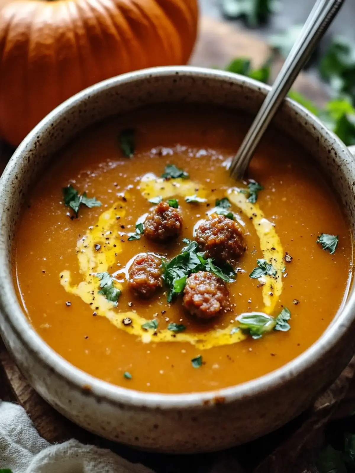 Spicy Beef Sausage Pumpkin Soup Bowl: Fall Comfort in Every Bite 2 Spicy Beef Sausage Pumpkin Soup Bowl