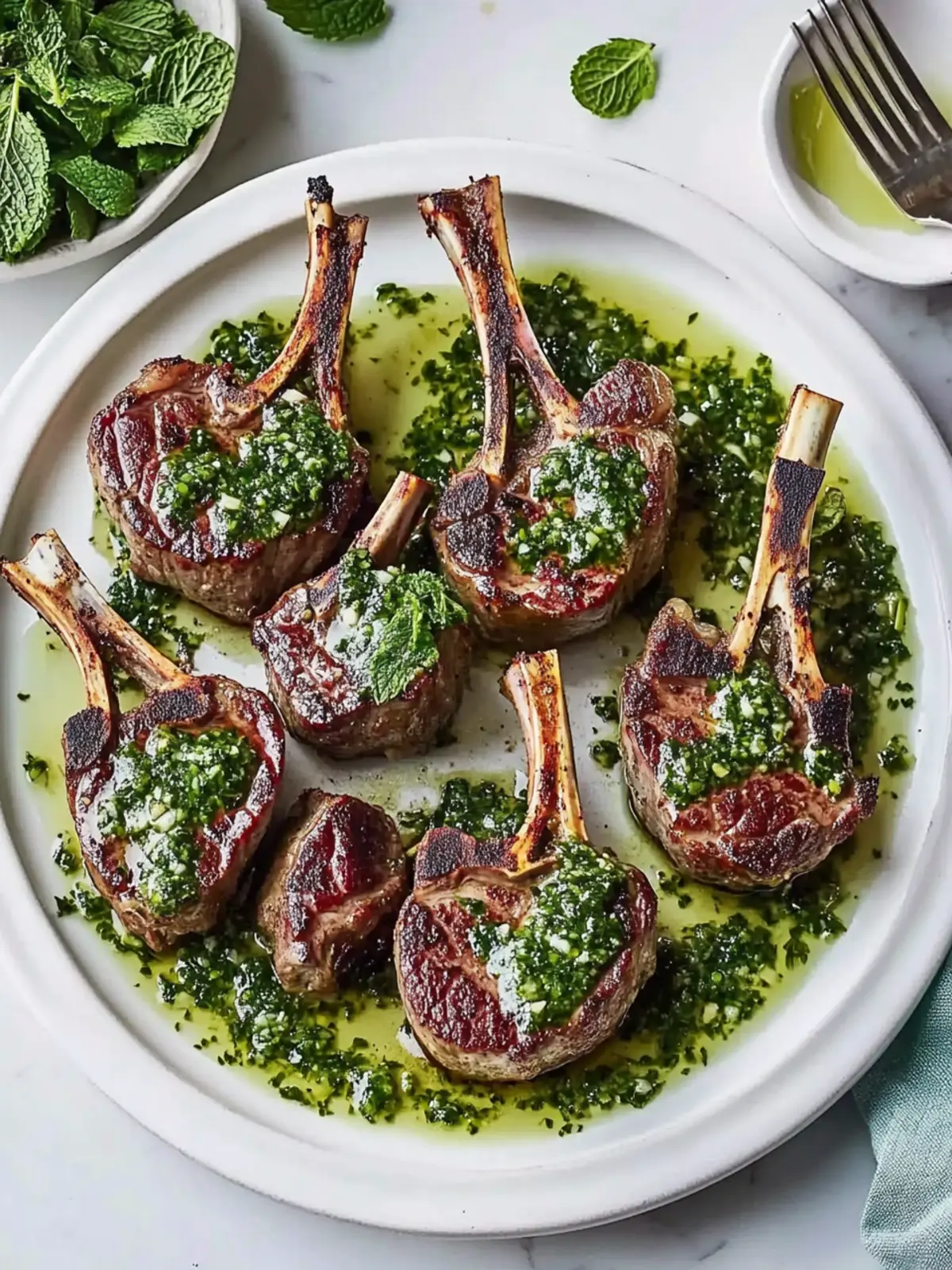 Lamb Chops Mint Chimichurri for an Unforgettable Mother's Day Dinner 4 Lamb Chops Mint Chimichurri- Mother's day dinner