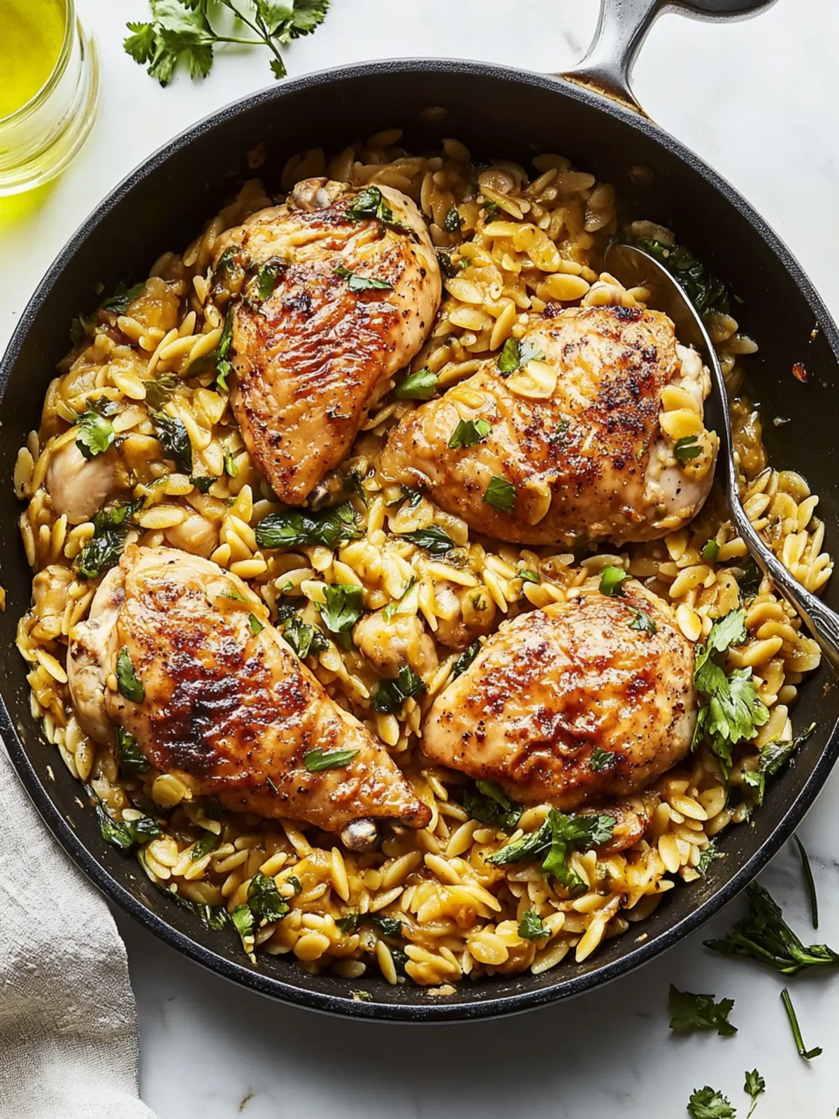 One-Skillet Chicken With Buttery Orzo for Effortless Weeknight Joy 4 One-Skillet Chicken With Buttery Orzo