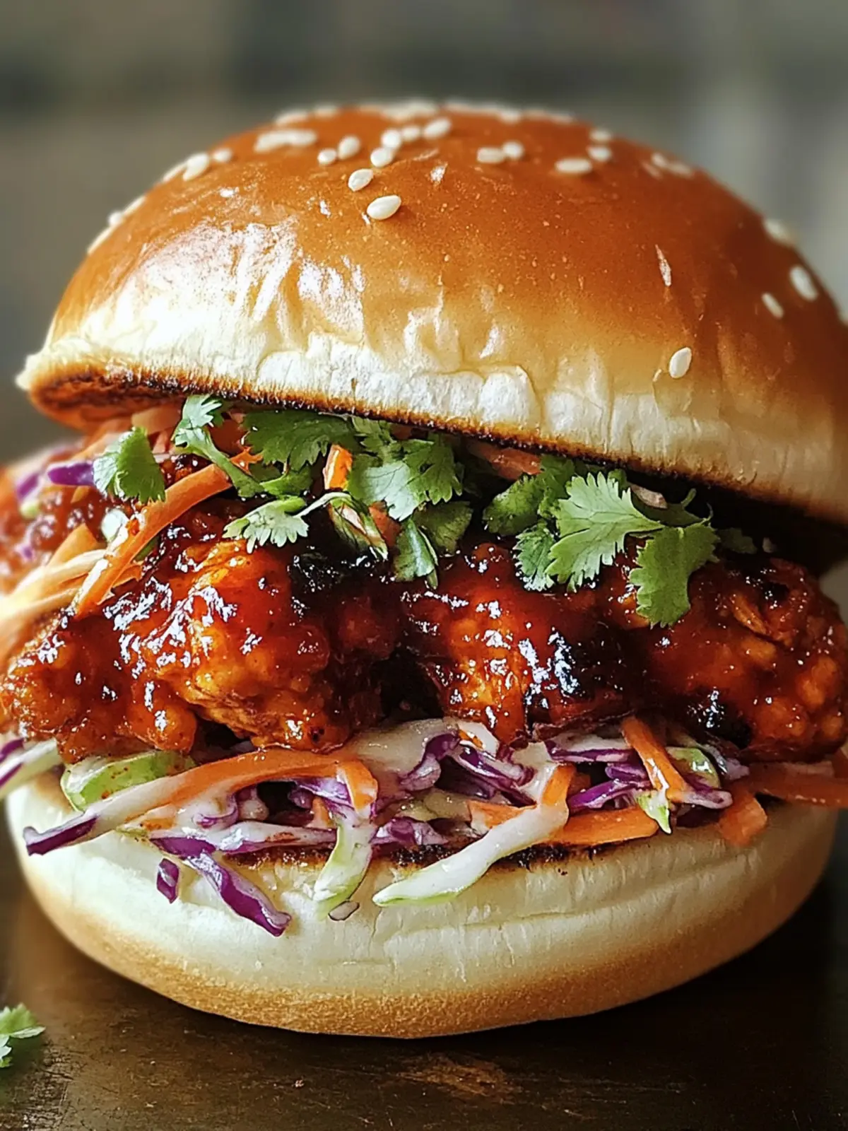 Spicy Korean BBQ Chicken Sandwich with Crispy Slaw Delight 2 Spicy Korean BBQ Chicken Sandwich with Crispy Slaw