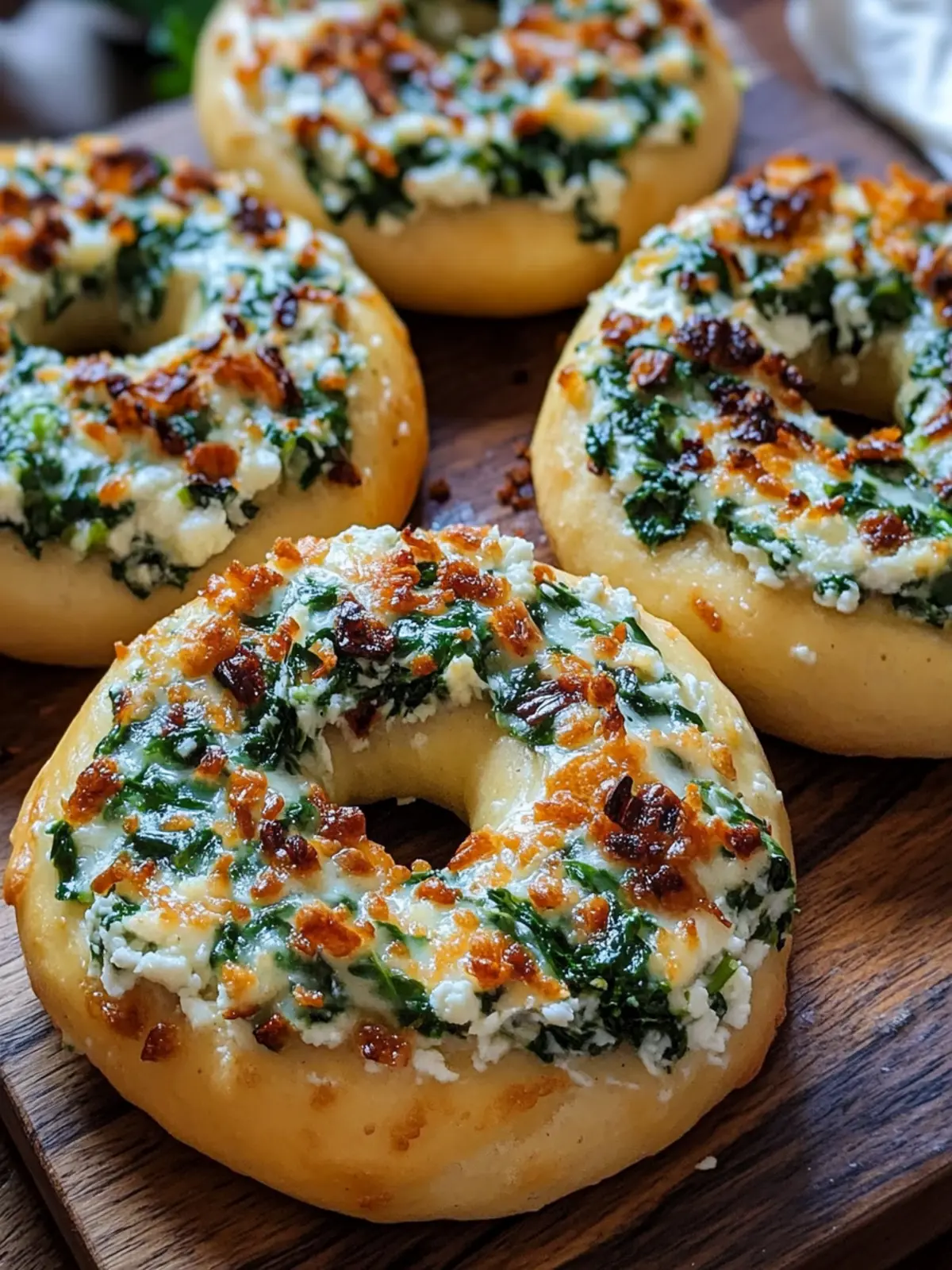 Spinach Cottage Cheese Flat Bagels