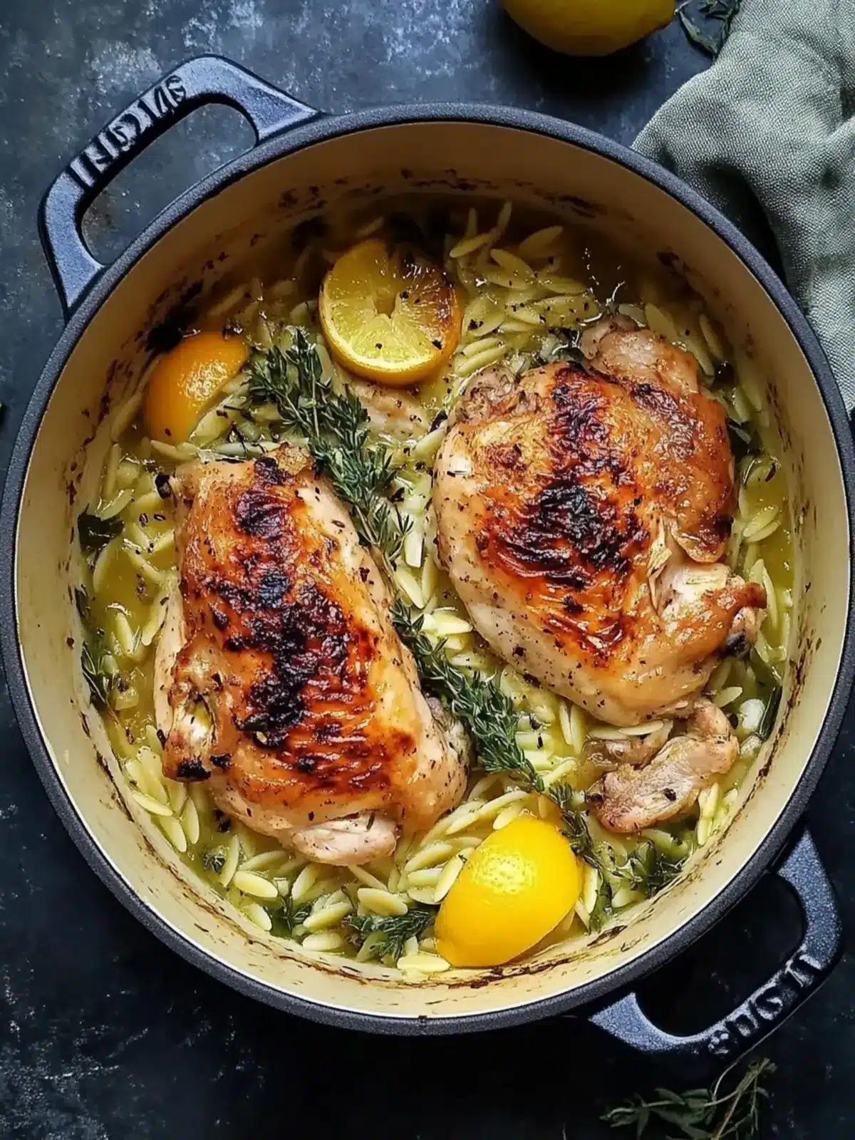 Chicken In A Pot with Lemon and Orzo