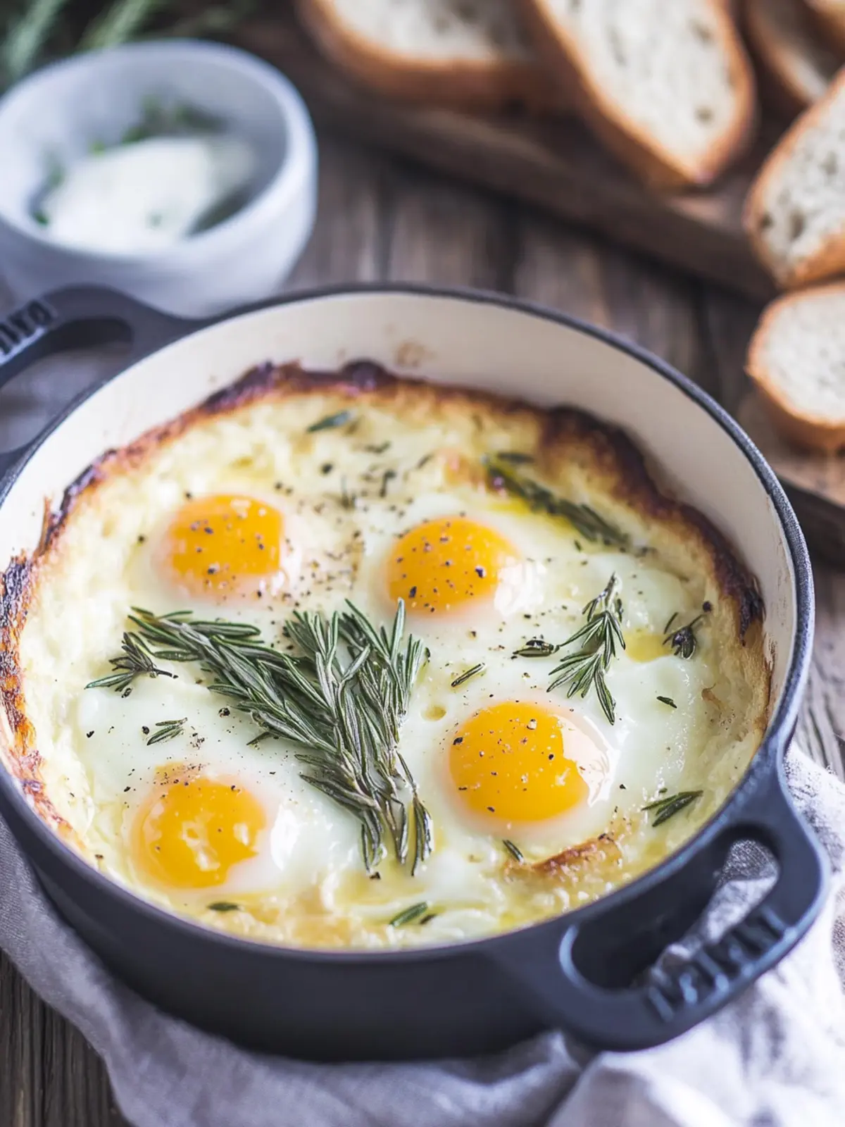 Cozy Baked Eggs with Rosemary and Thyme for a Savory Start 4 Baked Eggs with Rosemary and Thyme