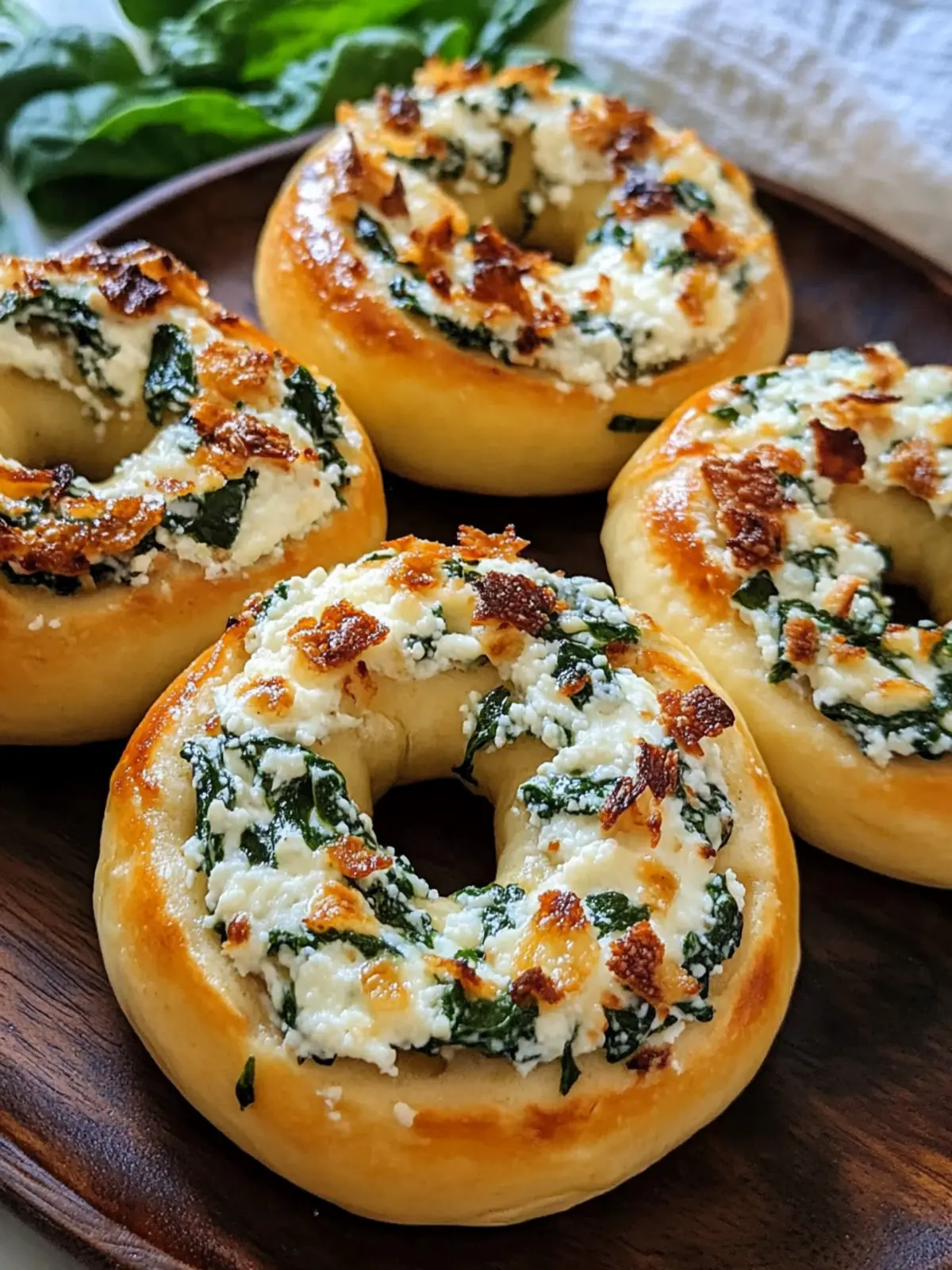Spinach Cottage Cheese Flat Bagels