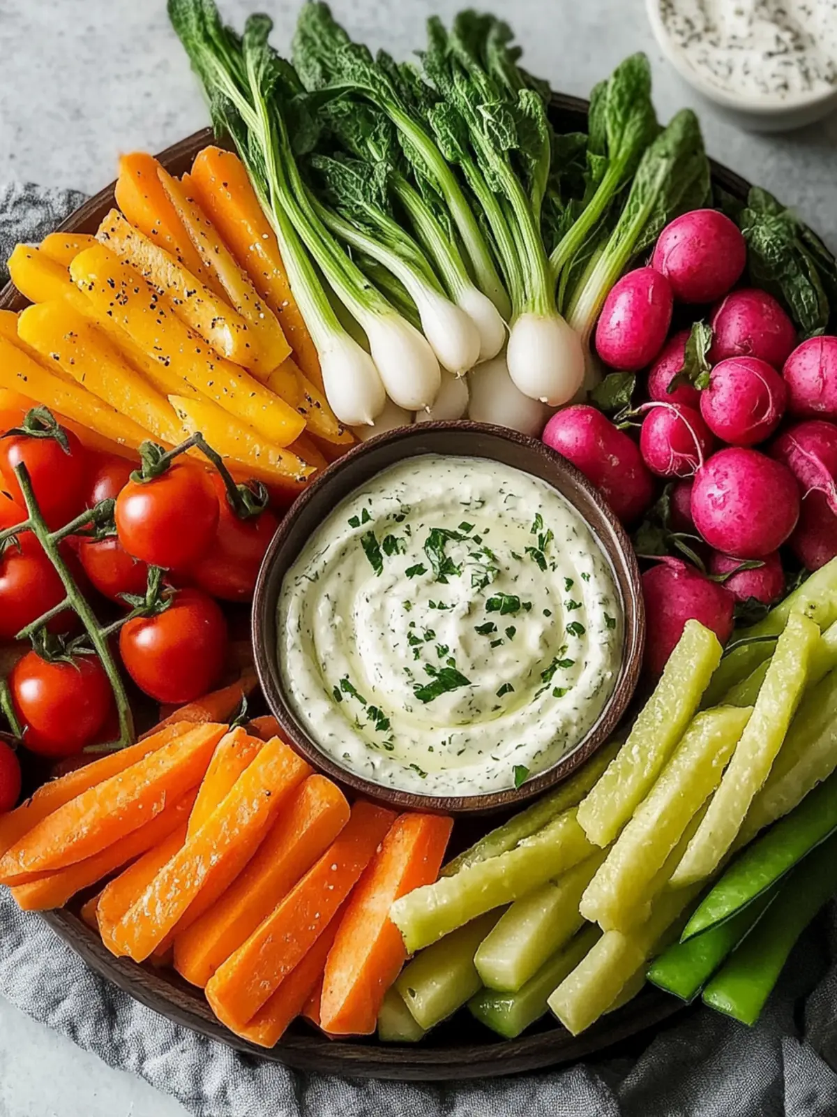Fresh Spring Vegetable Crudité Board with 5 Creamy Ranch Dips 3 Fresh Spring Vegetable Crudité Board with 5 Easy Creamy Ranch Dip