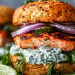 Savory Salmon Burgers with Tzatziki for a Fresh Twist 6 Salmon Burgers with Tzatziki