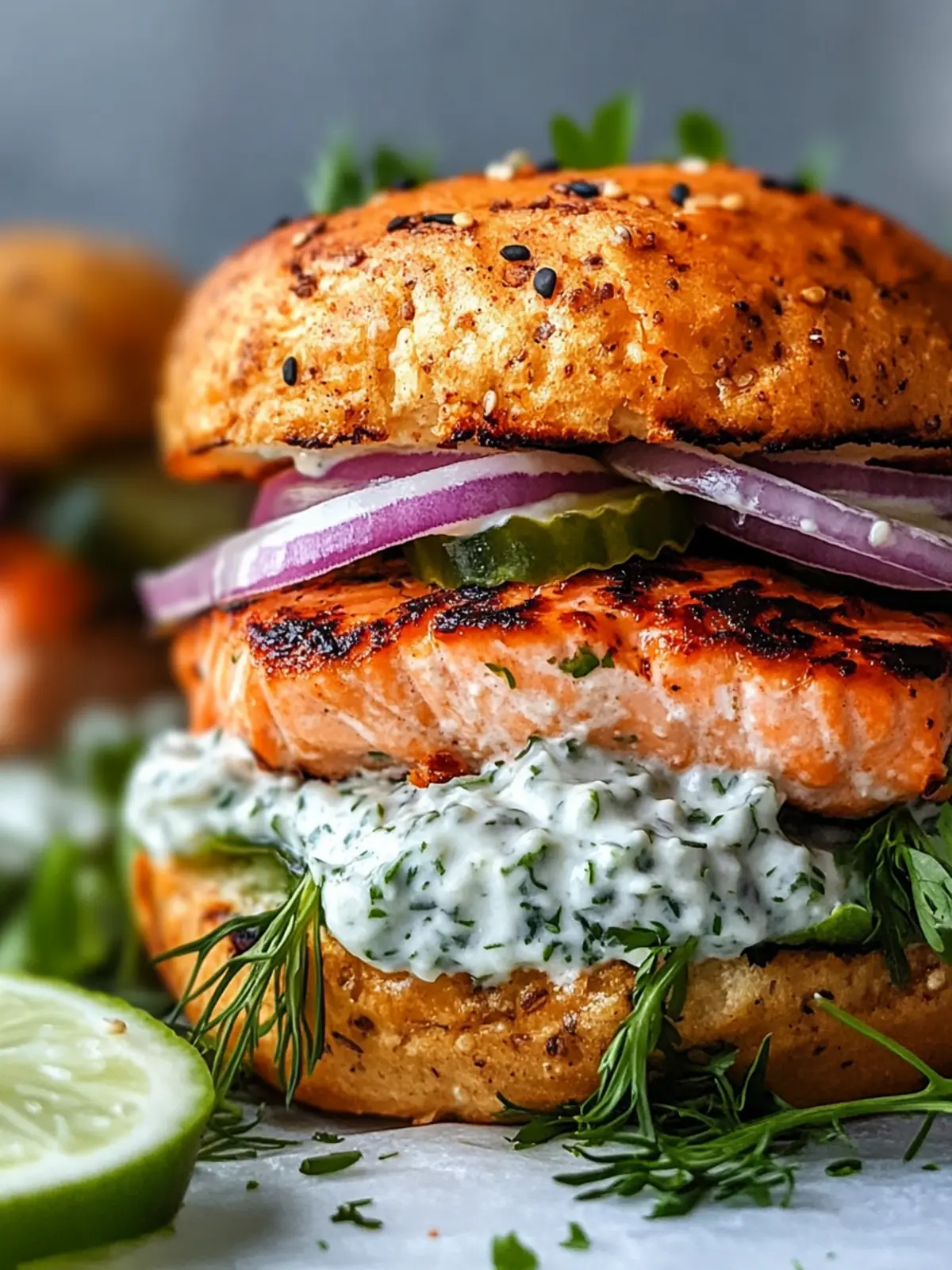 Savory Salmon Burgers with Tzatziki for a Fresh Twist 5 Salmon Burgers with Tzatziki