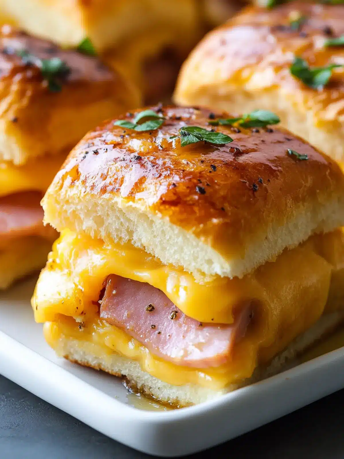 Irresistible Ham and Cheese Sliders with Buttery Honey Glaze 4 Ham and Cheese Sliders (with Buttery Honey Glaze)