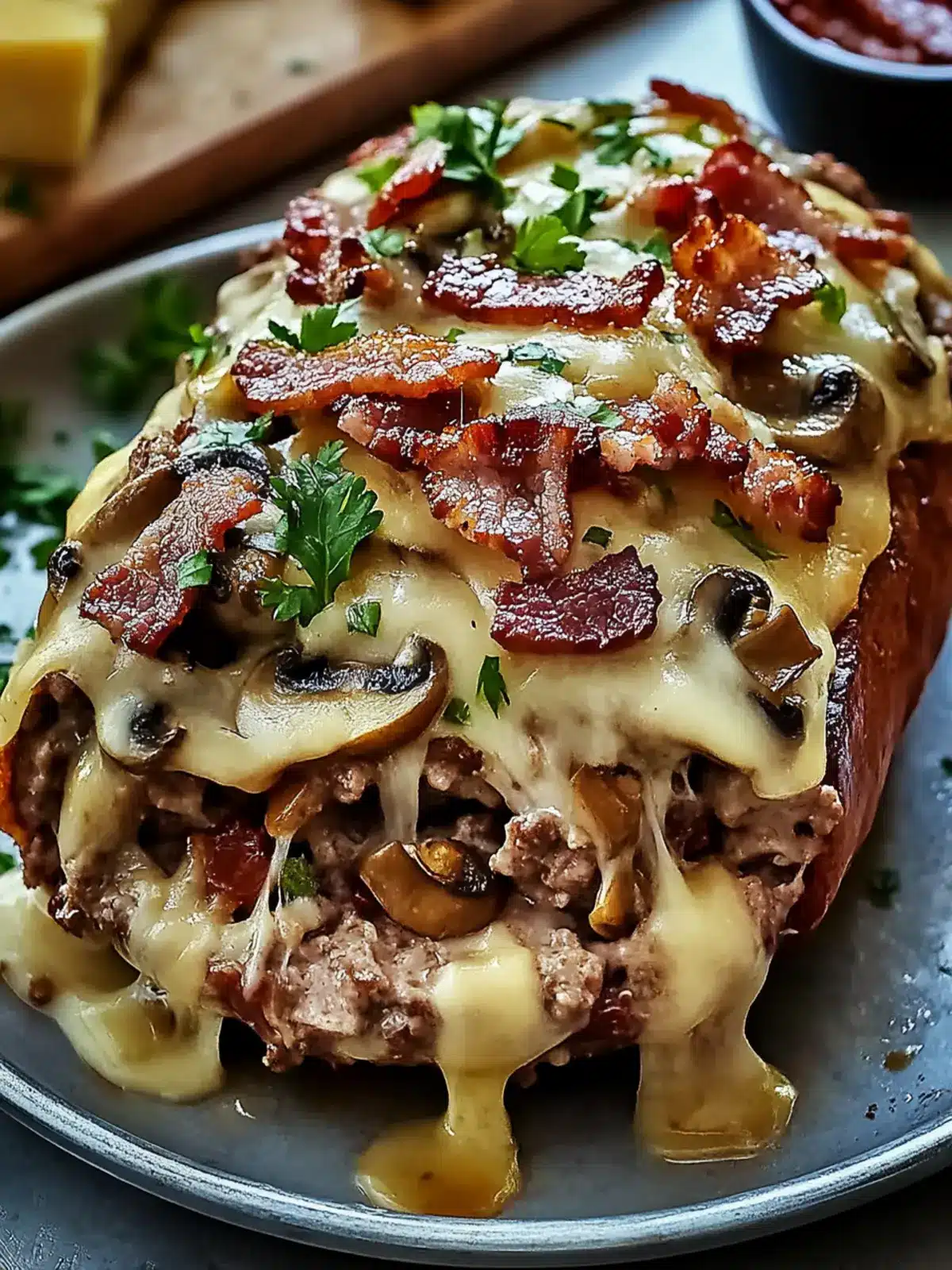 Bacon Mushroom Swiss Cheese Meatloaf: Family Favorite Delight 2 Bacon, mushrooms, Swiss cheese, meatloaf
