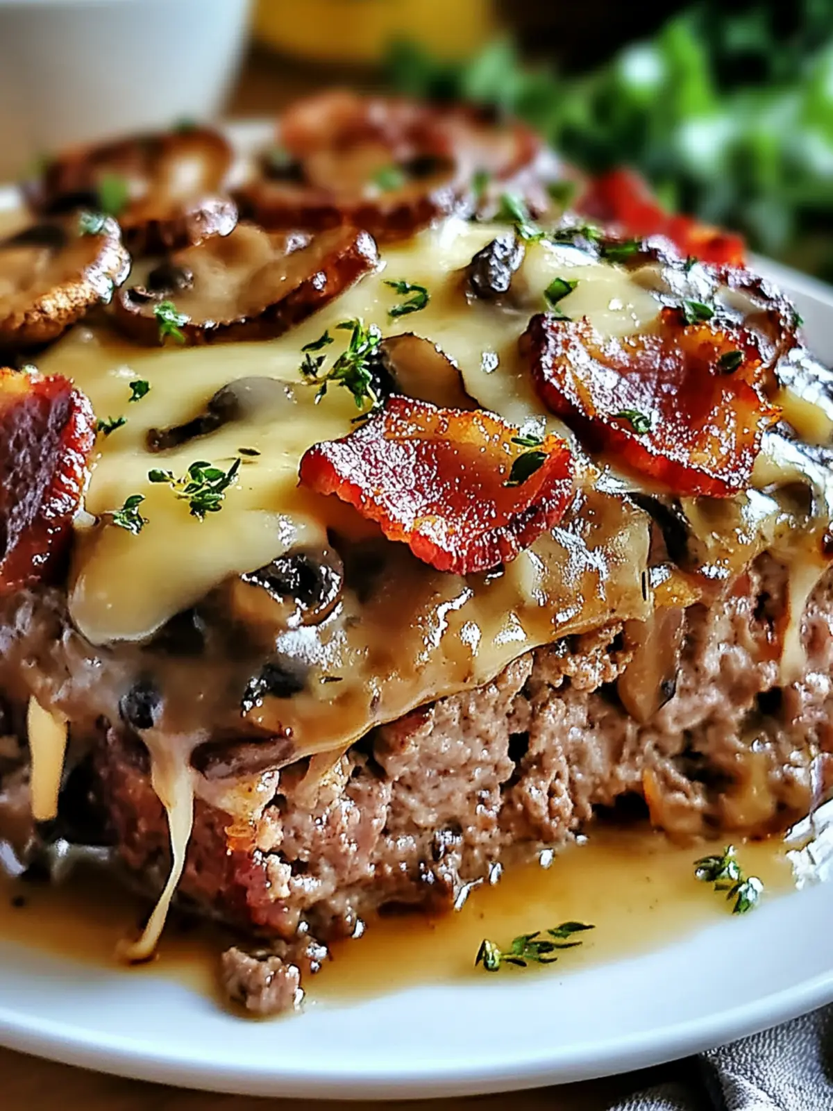 Bacon Mushroom Swiss Cheese Meatloaf: Family Favorite Delight 4 Bacon, mushrooms, Swiss cheese, meatloaf