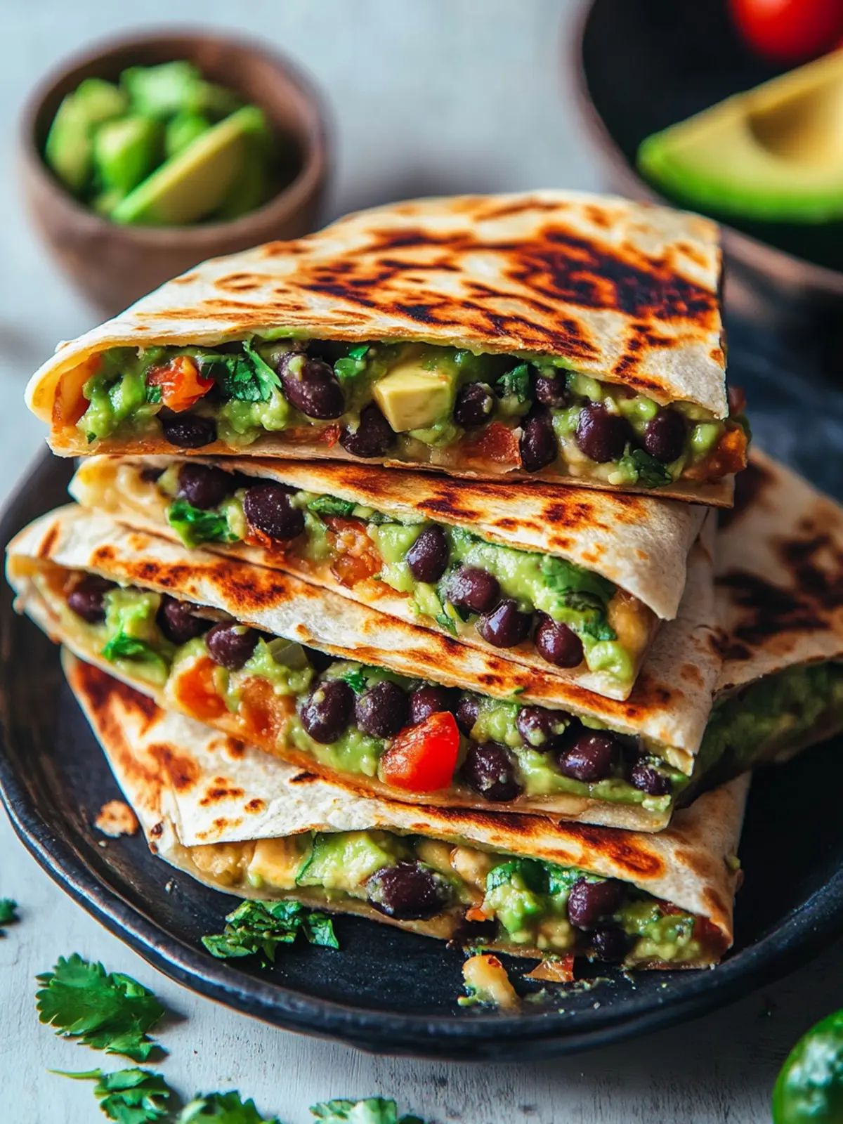 Savory Vegan Quesadillas with Black Beans and Avocado Bliss 3 Vegan Quesadillas with Black Beans and Avocado