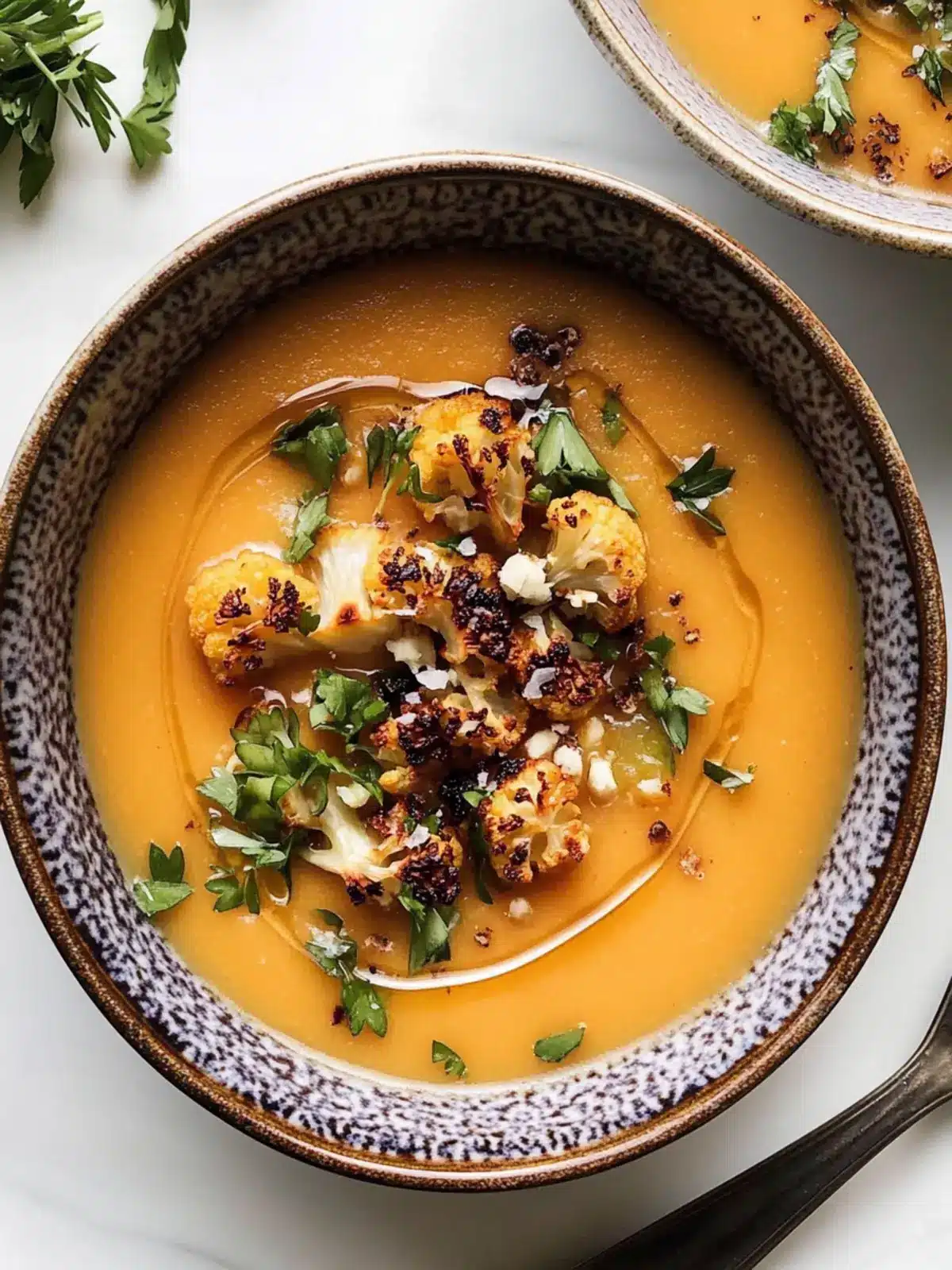 Savoring Sweet Potato Soup with Roasted Cauliflower Crumbles 3 Sweet Potato Soup with Roasted Cauliflower Crumbles