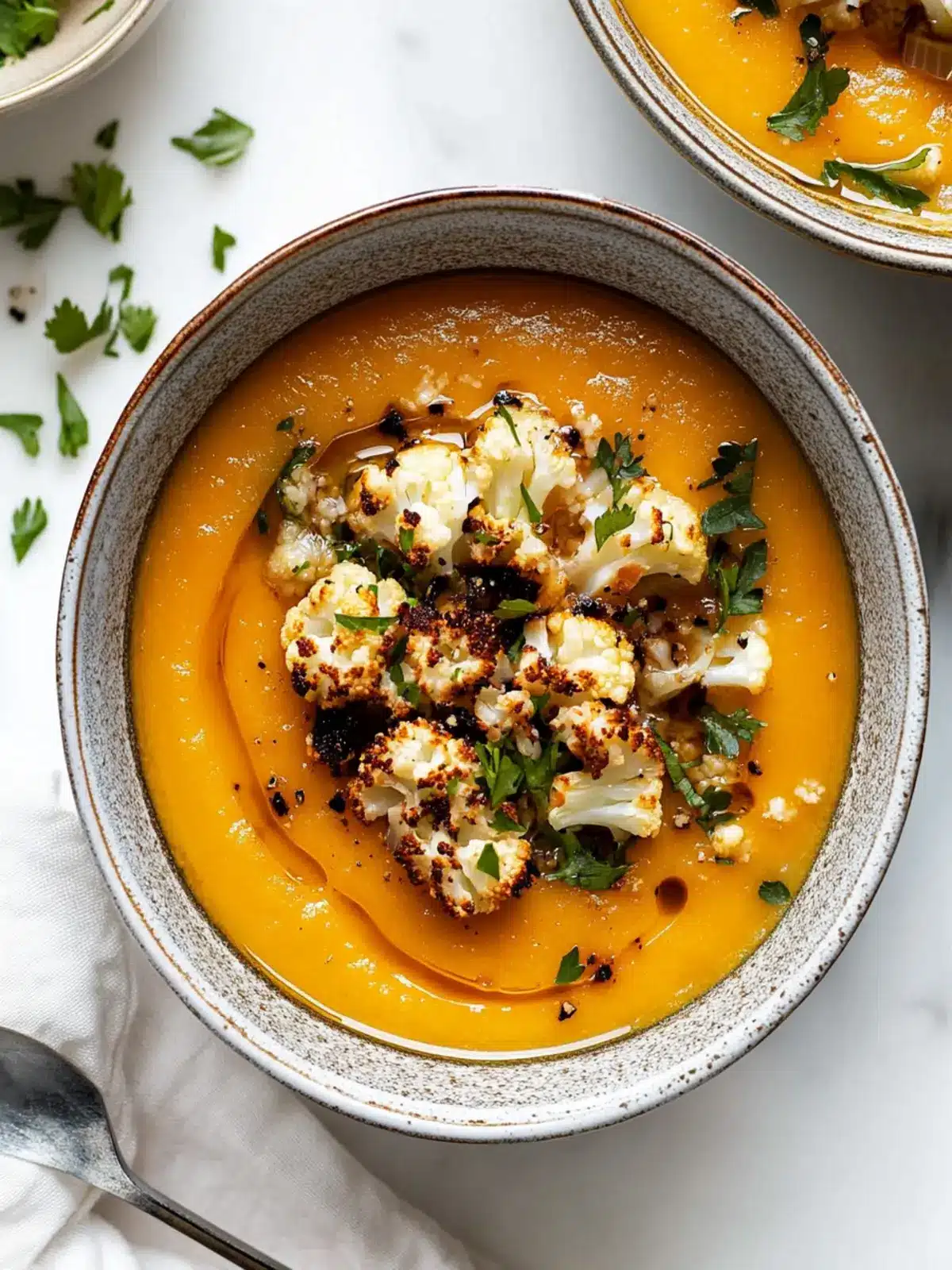 Savoring Sweet Potato Soup with Roasted Cauliflower Crumbles 4 Sweet Potato Soup with Roasted Cauliflower Crumbles