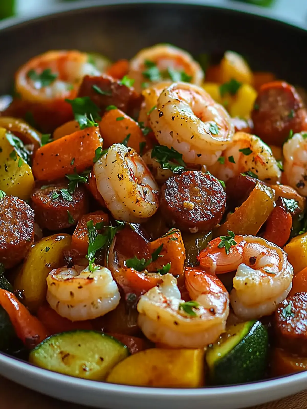 Flavorful Shrimp and Sausage Veggie Skillet Ready in 40 Minutes 2 Flavorful Shrimp and Sausage Veggie Skillet