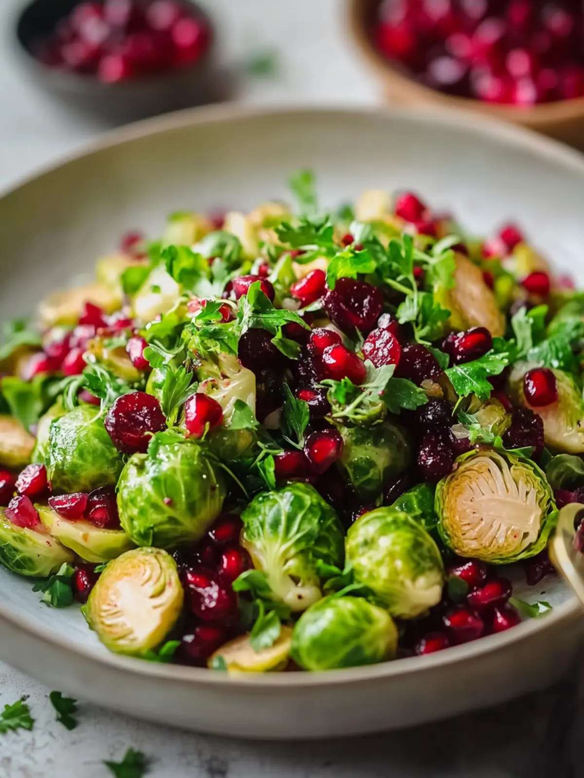 Brussels Sprout, Pomegranate & Cranberry Salad Recipe for Winter Bliss 2 Brussels Sprout, Pomegranate & Cranberry Salad Recipe