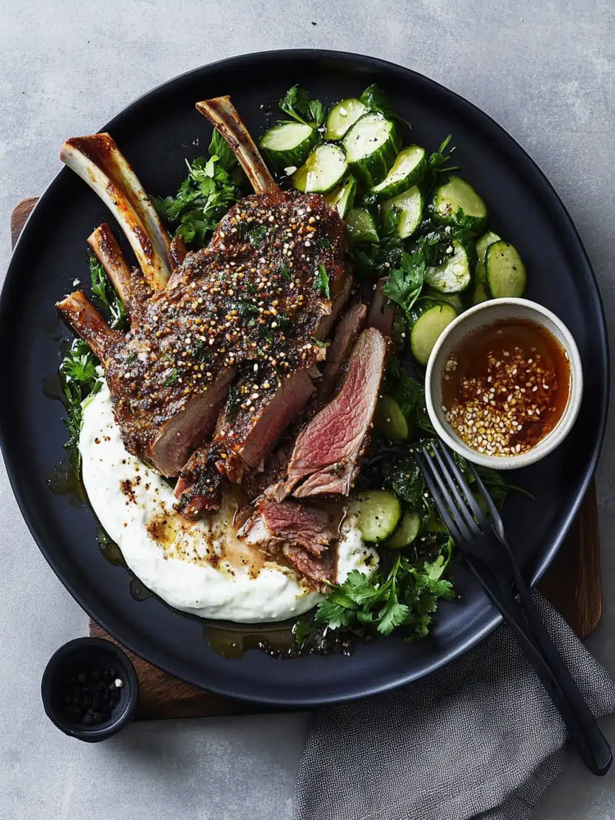 Savory Slow-Roasted Lamb Shoulder with Zaatar & Tahini Yoghurt 3 Slow-roasted lamb shoulder, zaatar and tahini yoghurt