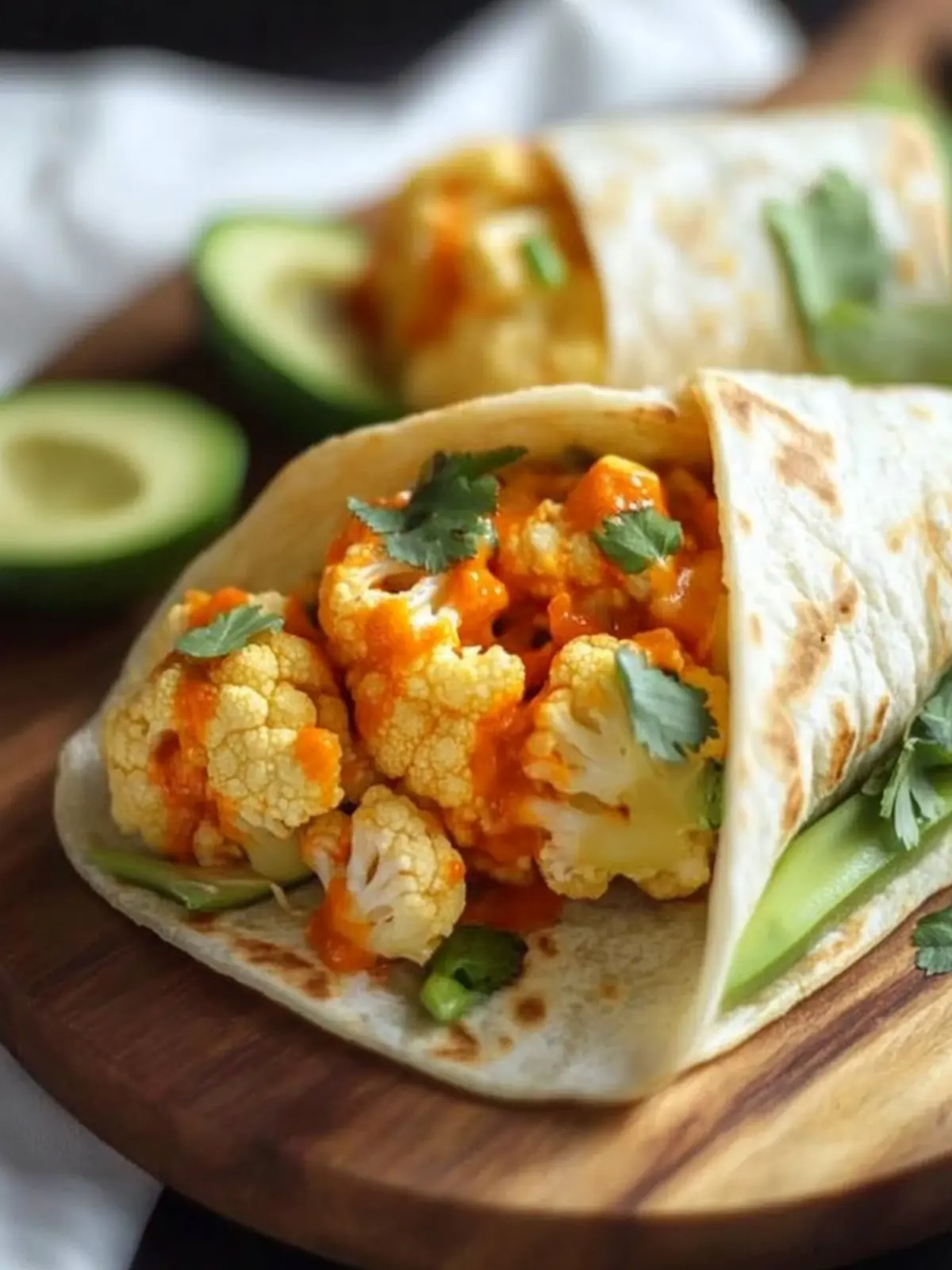 Flavor-Packed Buffalo Cauliflower Wraps with Creamy Avocado Crema 3 Buffalo Cauliflower Wrap