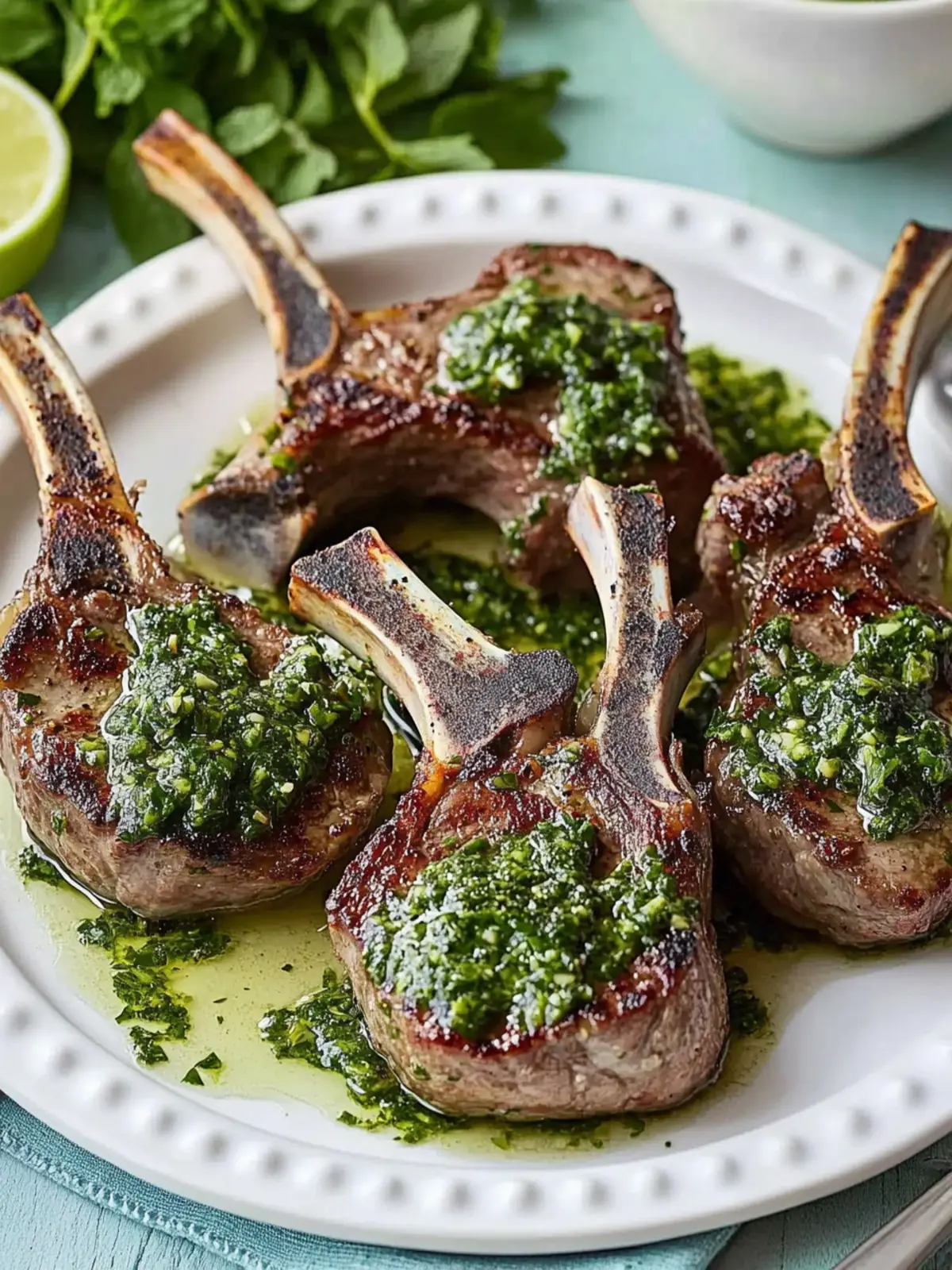 Lamb Chops Mint Chimichurri for an Unforgettable Mother's Day Dinner 2 Lamb Chops Mint Chimichurri- Mother's day dinner
