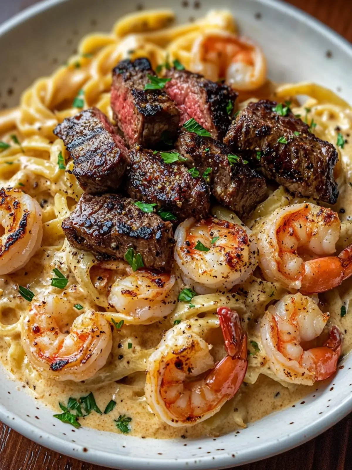 Blackened Steak and Shrimp Alfredo: Gourmet Comfort in 30 Minutes 2 Blackened Steak and Shrimp Alfredo
