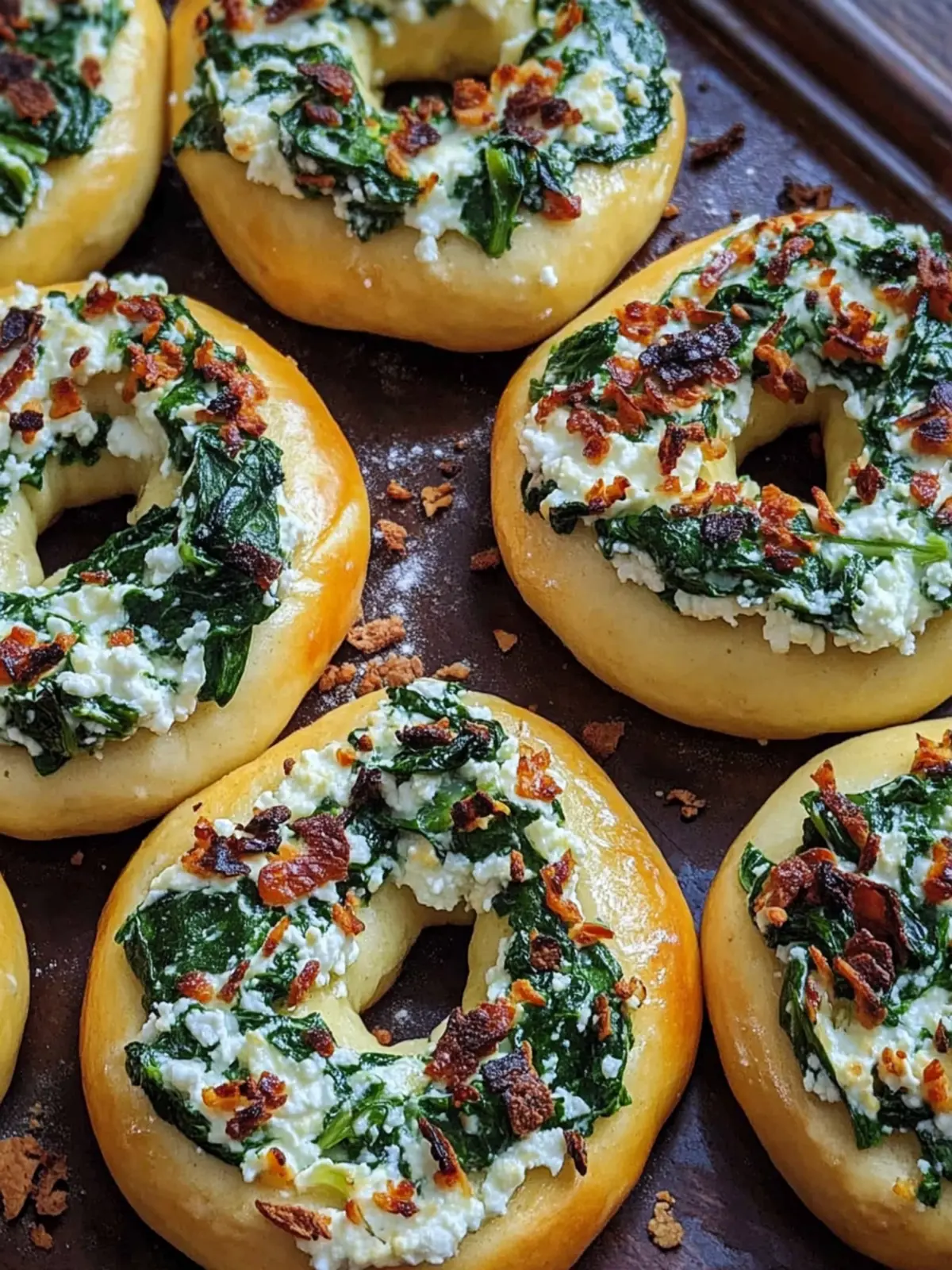 Spinach Cottage Cheese Flat Bagels