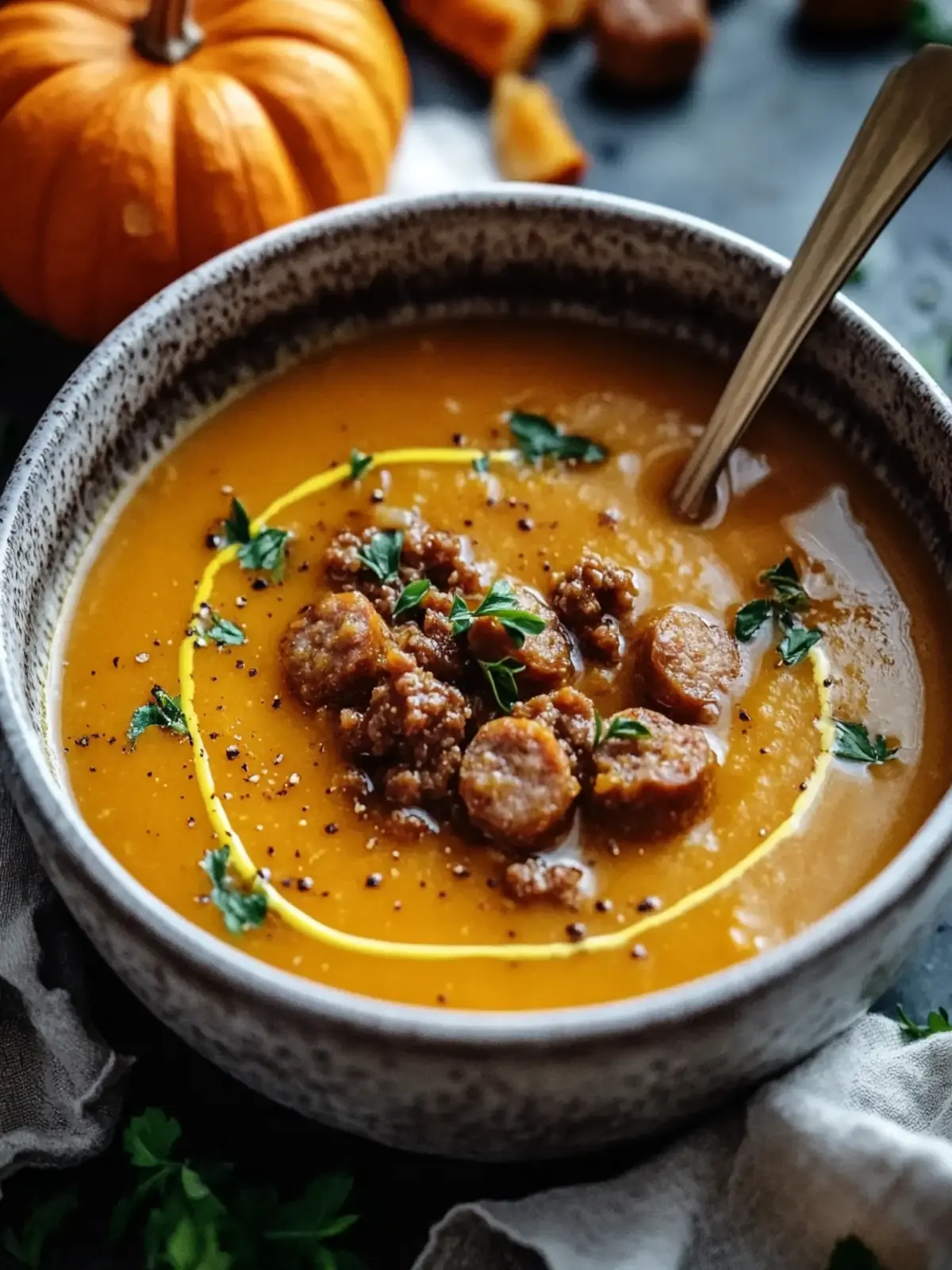Spicy Beef Sausage Pumpkin Soup Bowl: Fall Comfort in Every Bite 5 Spicy Beef Sausage Pumpkin Soup Bowl