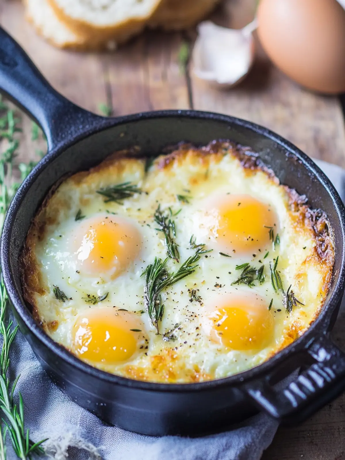 Cozy Baked Eggs with Rosemary and Thyme for a Savory Start 2 Baked Eggs with Rosemary and Thyme