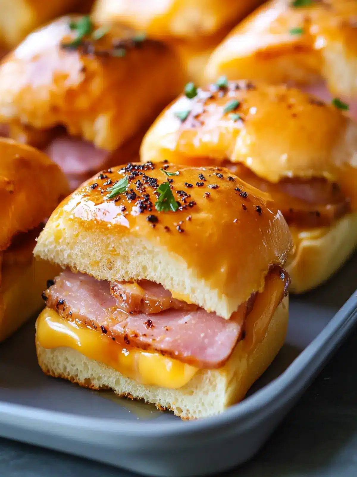 Irresistible Ham and Cheese Sliders with Buttery Honey Glaze 3 Ham and Cheese Sliders (with Buttery Honey Glaze)