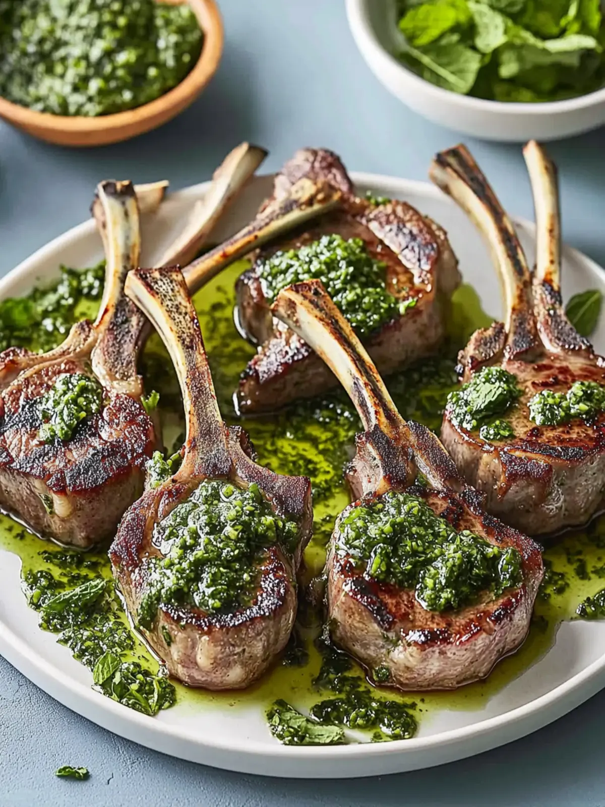 Lamb Chops Mint Chimichurri for an Unforgettable Mother's Day Dinner 3 Lamb Chops Mint Chimichurri- Mother's day dinner