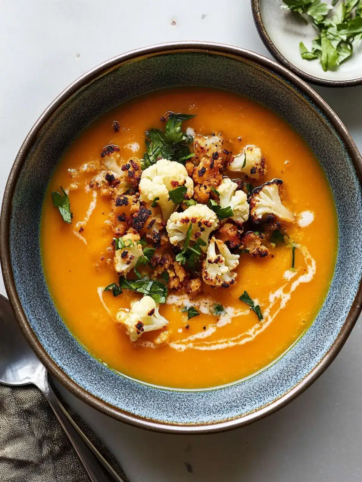 Savoring Sweet Potato Soup with Roasted Cauliflower Crumbles 5 Sweet Potato Soup with Roasted Cauliflower Crumbles