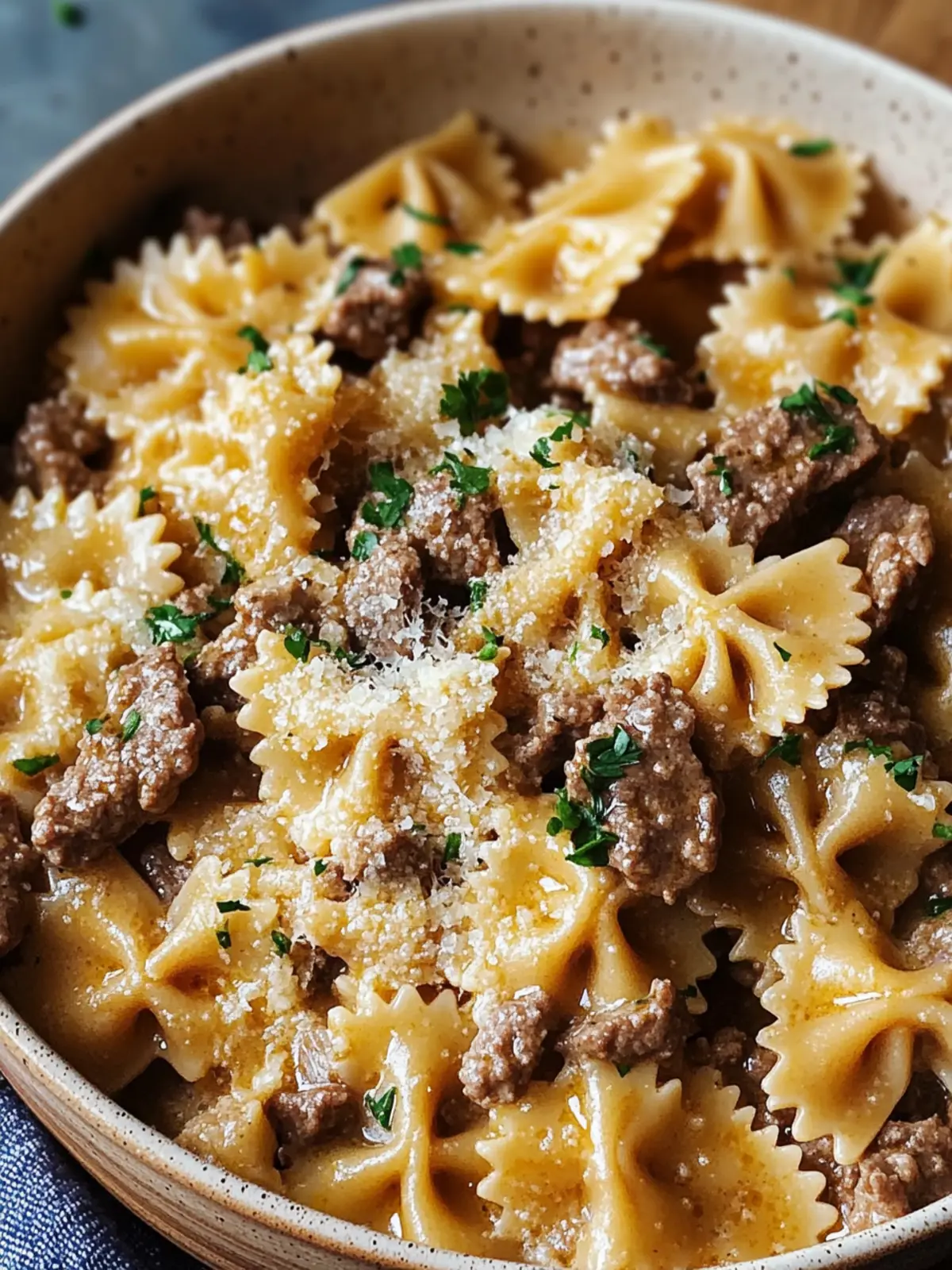 Cheesy Beef and Bowtie Pasta in Garlic Butter for Busy Nights 2 Cheesy Beef and Bowtie Pasta in Garlic Butter