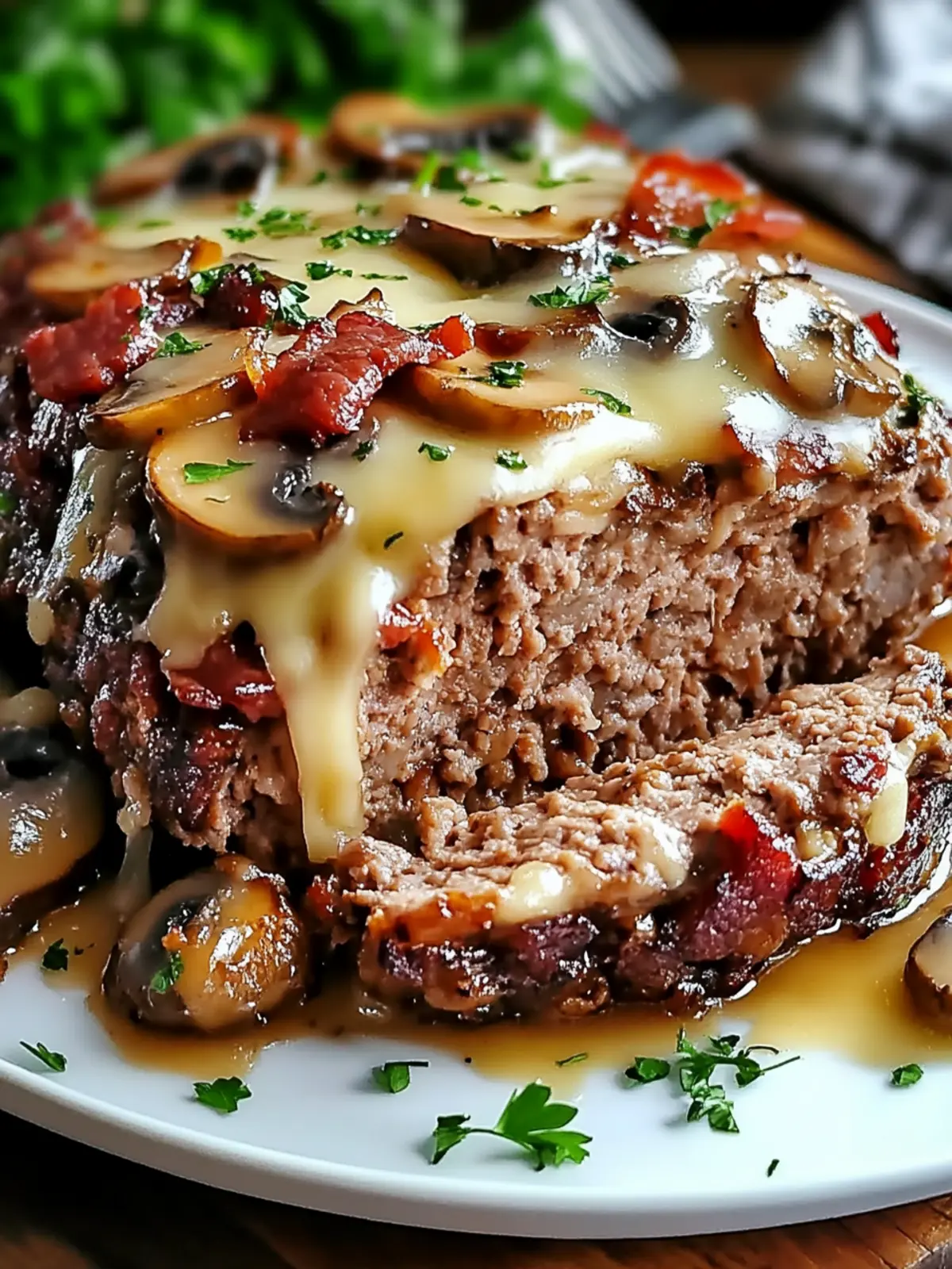 Bacon Mushroom Swiss Cheese Meatloaf: Family Favorite Delight 3 Bacon, mushrooms, Swiss cheese, meatloaf