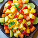 Melon Pineapple Fruit Salad with Honey Lime Mint Bliss 6 Melon and Pineapple Fruit Salad with Honey, Lime and Mint Dressing