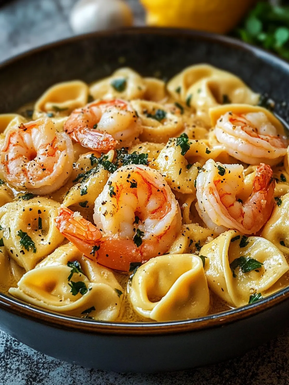Creamy Shrimp Tortellini with Garlic Sauce for Busy Nights 4 Shrimp Tortellini with Garlic Sauce