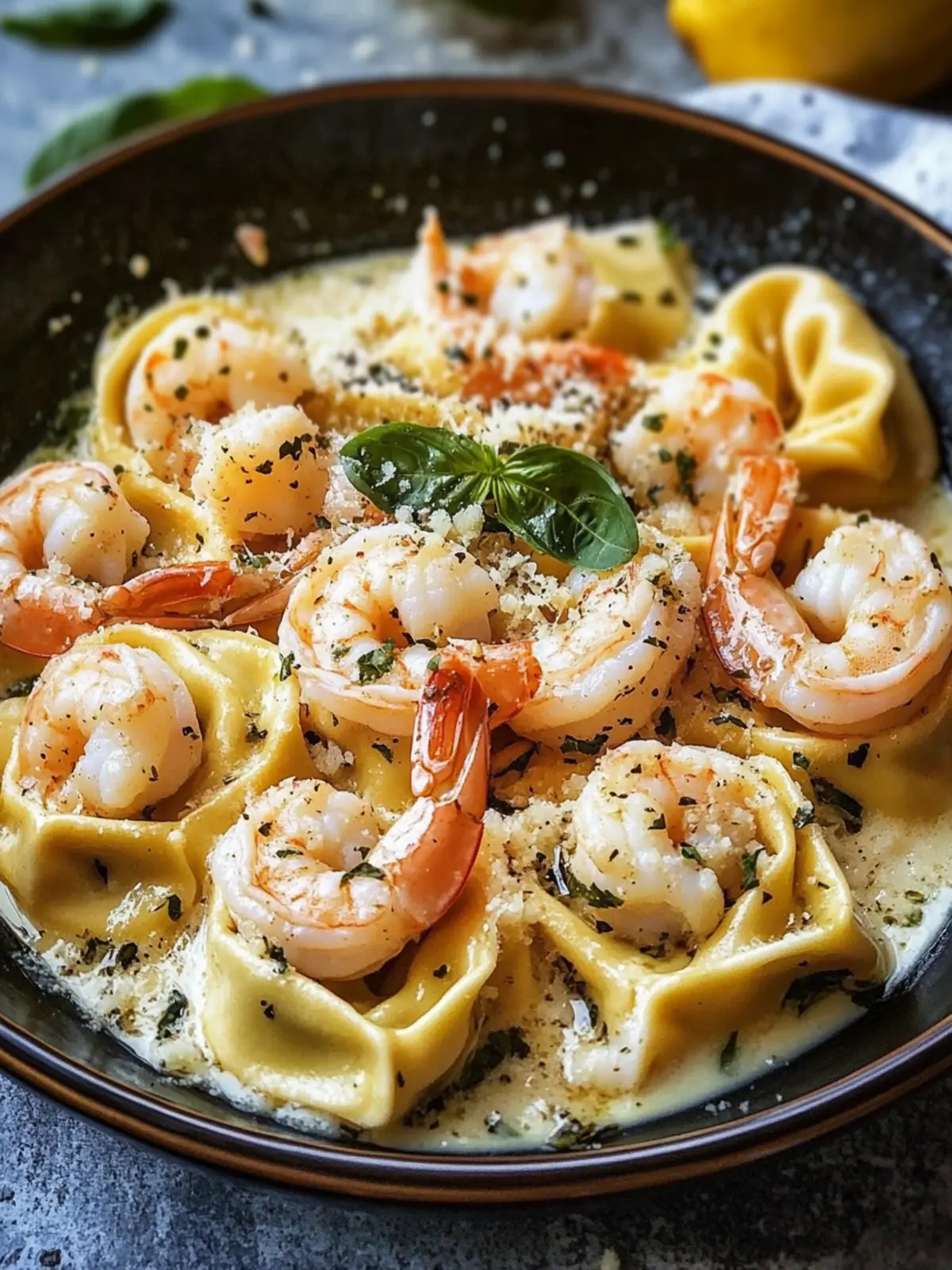 Creamy Shrimp Tortellini with Garlic Sauce for Busy Nights 3 Shrimp Tortellini with Garlic Sauce