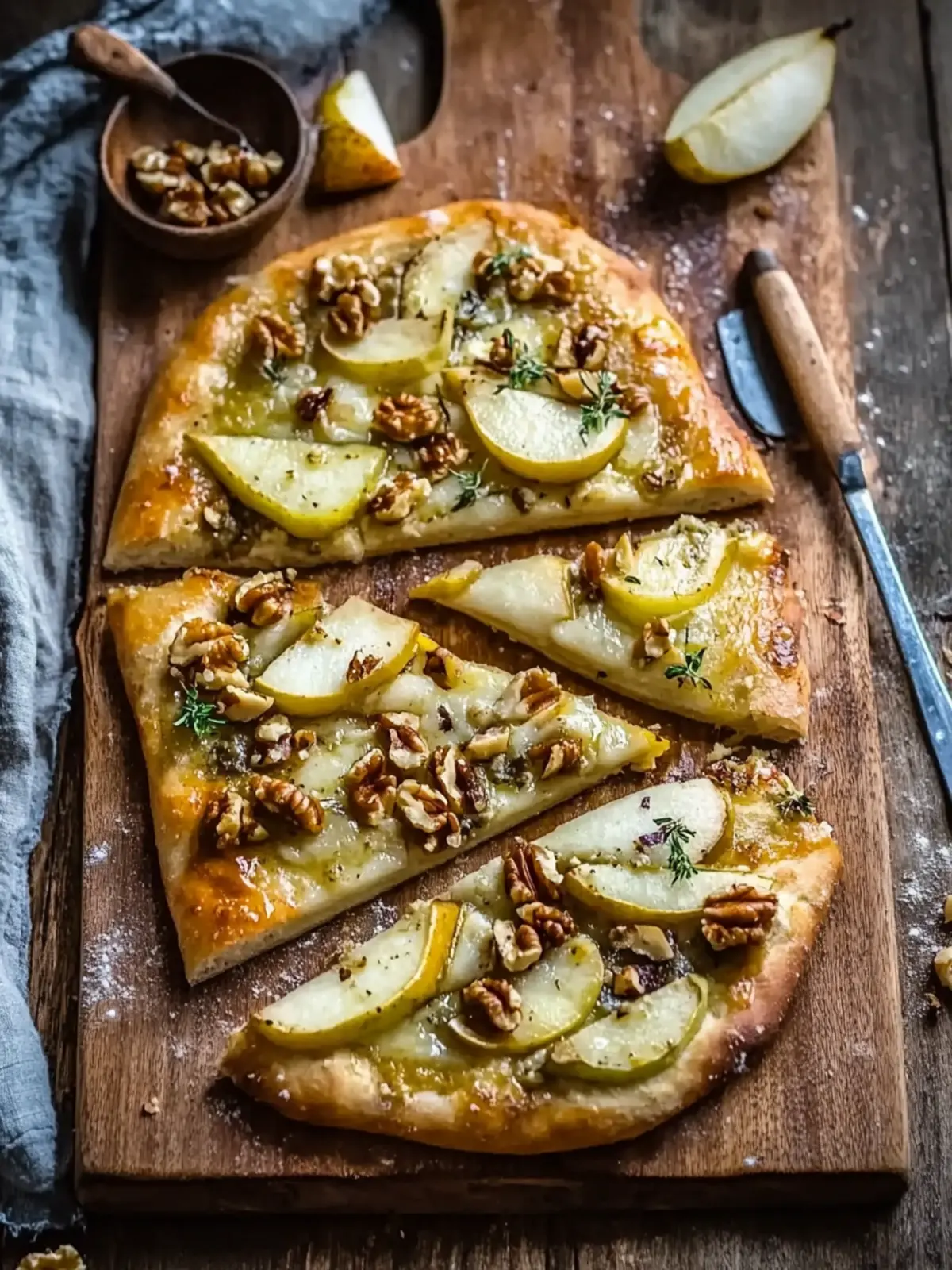 Delicious Italian Flatbread with Pear, Walnut, and Gorgonzola Recipe 3 Italian flatbread with pear, walnut and gorgonzola