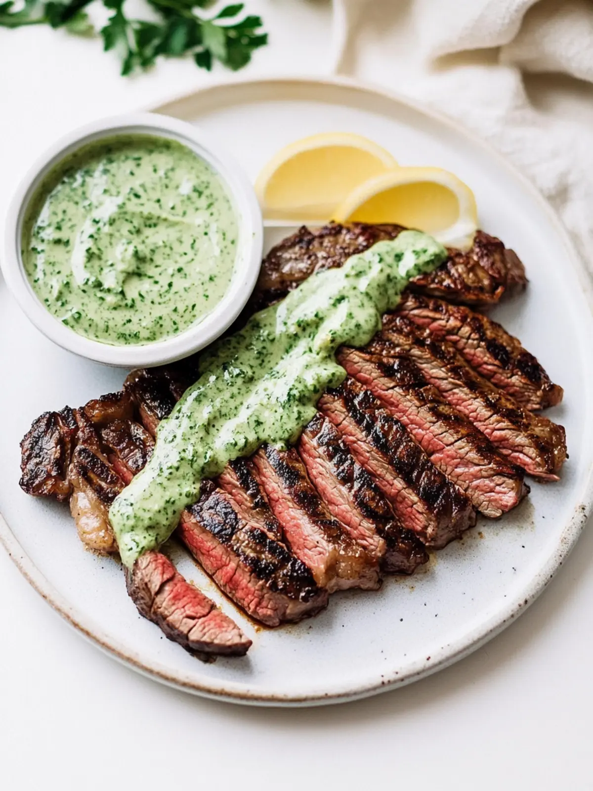 Flavorful Grilled Flat Iron Steak with Creamy Peruvian Green Sauce 4 Grilled Flat Iron Steak with Creamy Peruvian Green Sauce- Father's day dinner special