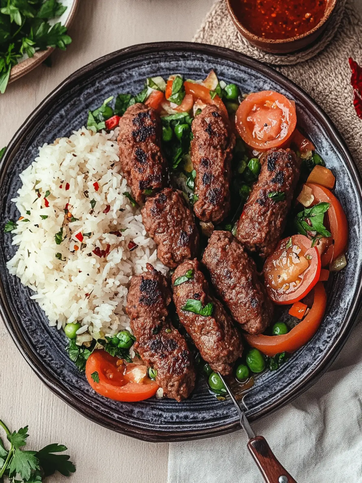 Savory Cevapcici with Rice: A Flavorful Balkan Delight 2 Cevapcici with rice