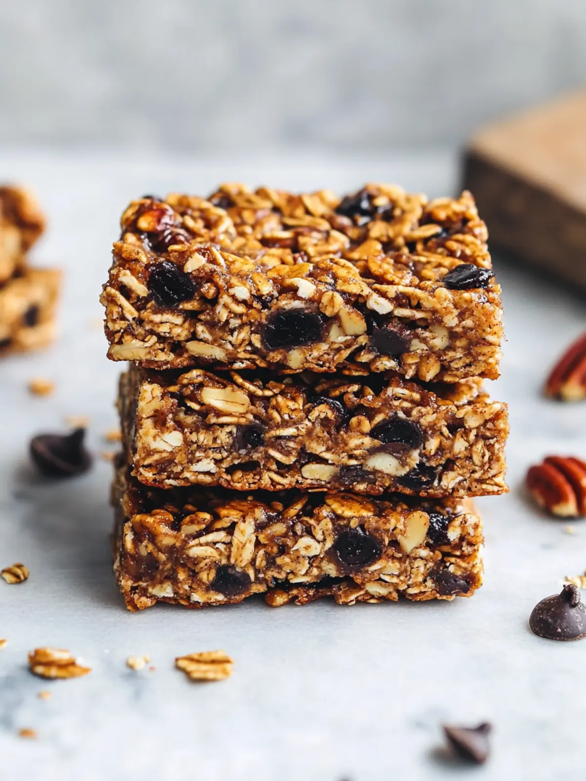 Chewy Granola Bars with Pecans, Raisins, and Chocolate Bliss 4 Chewy Granola Bars With Pecans, Raisins, and Chocolate Chips
