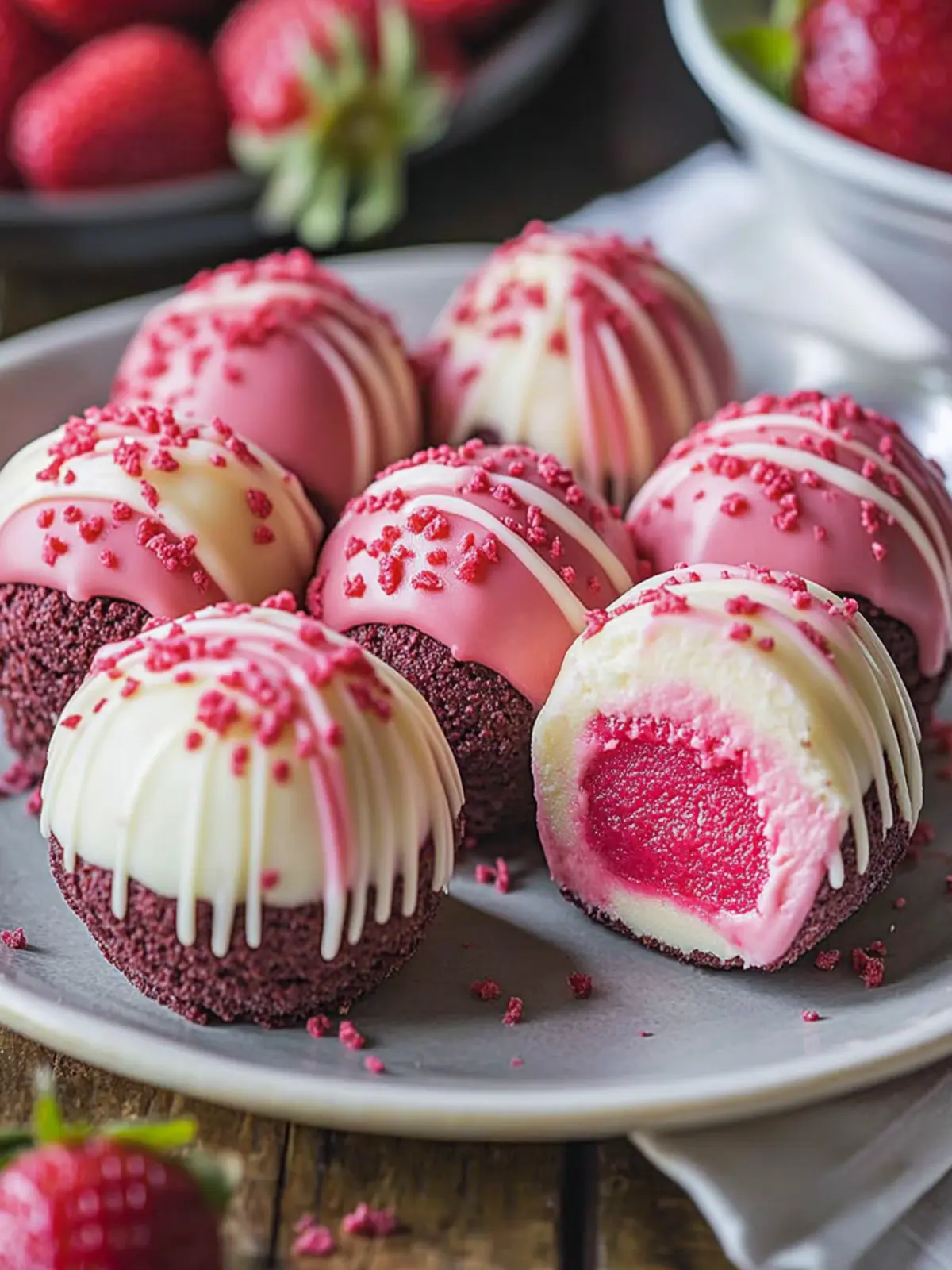 Strawberry Velvet Cheesecake Truffle Bites for Easy Celebrations 3 Strawberry Velvet Cheesecake Truffle Bites