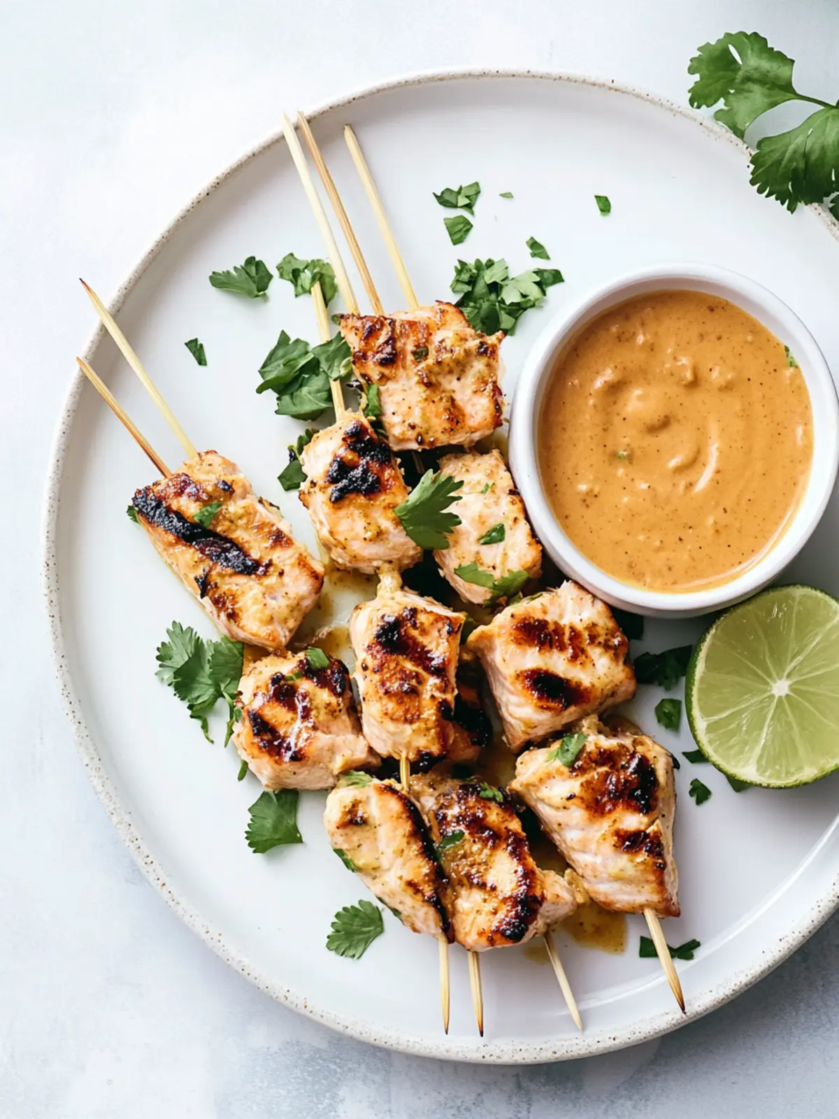 Grilled Coconut Salmon Skewers with Peanut Sauce for Summer Fun 2 Grilled Coconut Salmon Skewers with Peanut Sauce